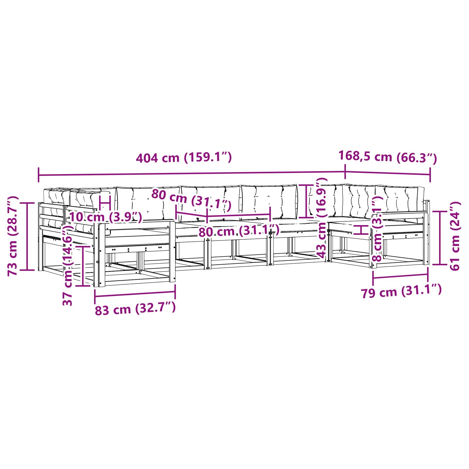 Set vanjskih sofa s jastukom 7 pcs Bijela i antracit