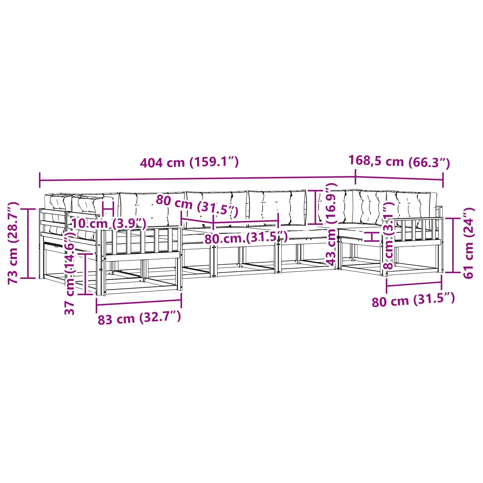 Set vanjskih sofa s jastukom 7 pcs Bijela i svjetlosiva