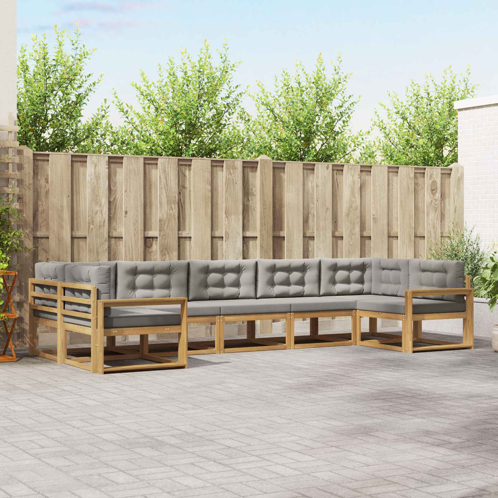 Set vanjskih sofa s jastukom 7 pcs Bijela i svjetlosiva