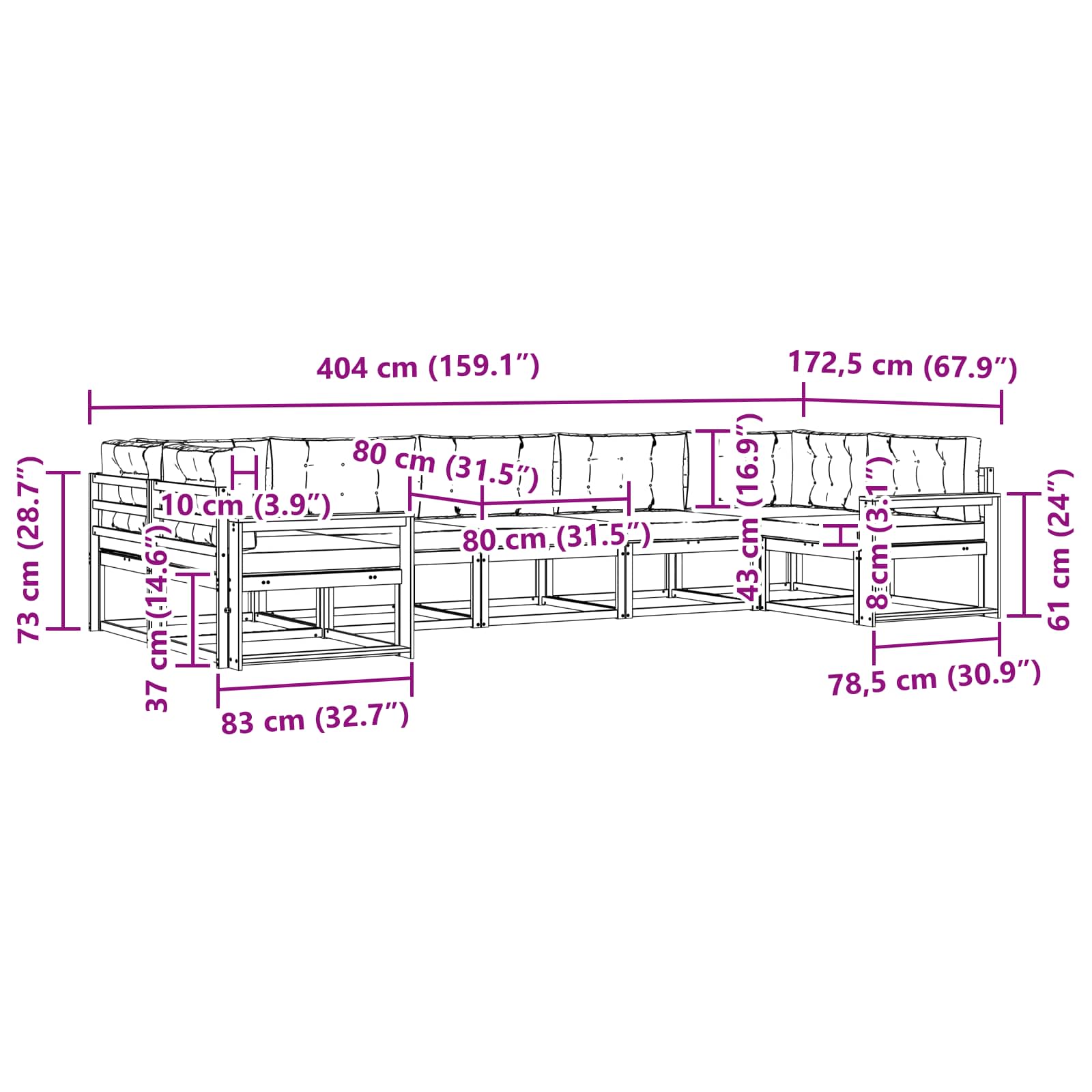 Set vanjskih sofa s jastukom 7 pcs Bijela i svjetlosiva