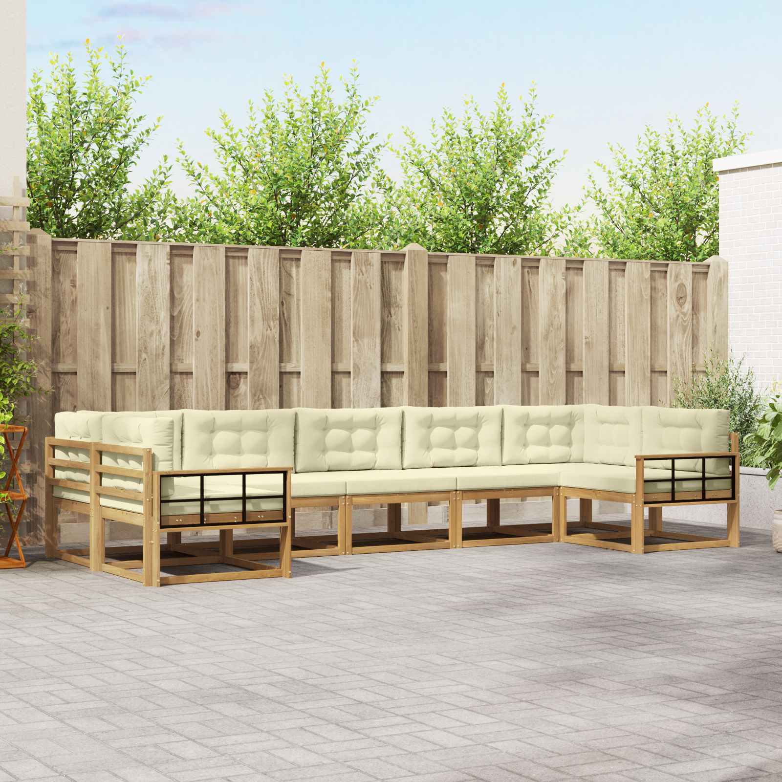 Set vanjskih sofa s jastukom 7 pcs Bijela i krem