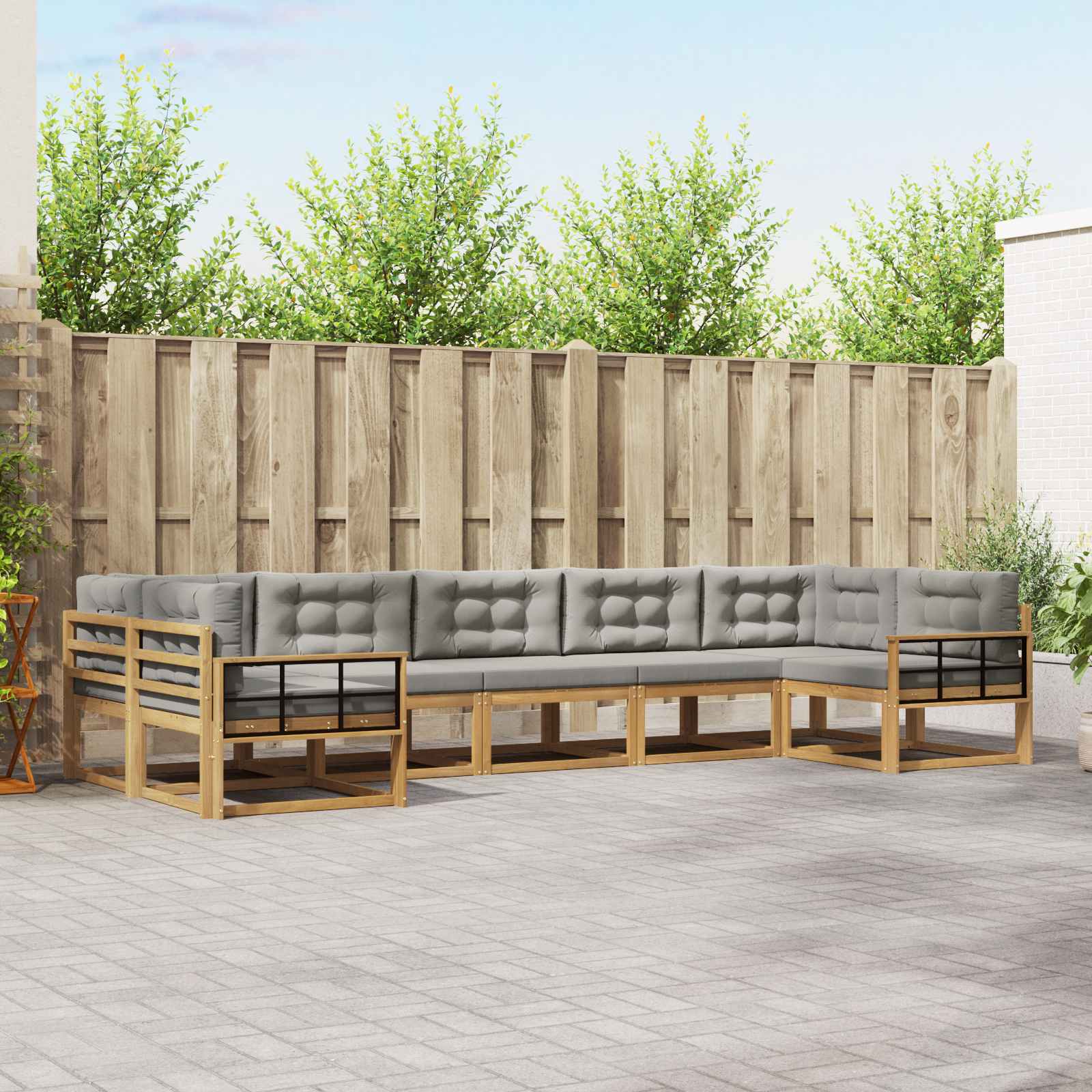 Set vanjskih sofa s jastukom 7 pcs Bijela i svjetlosiva