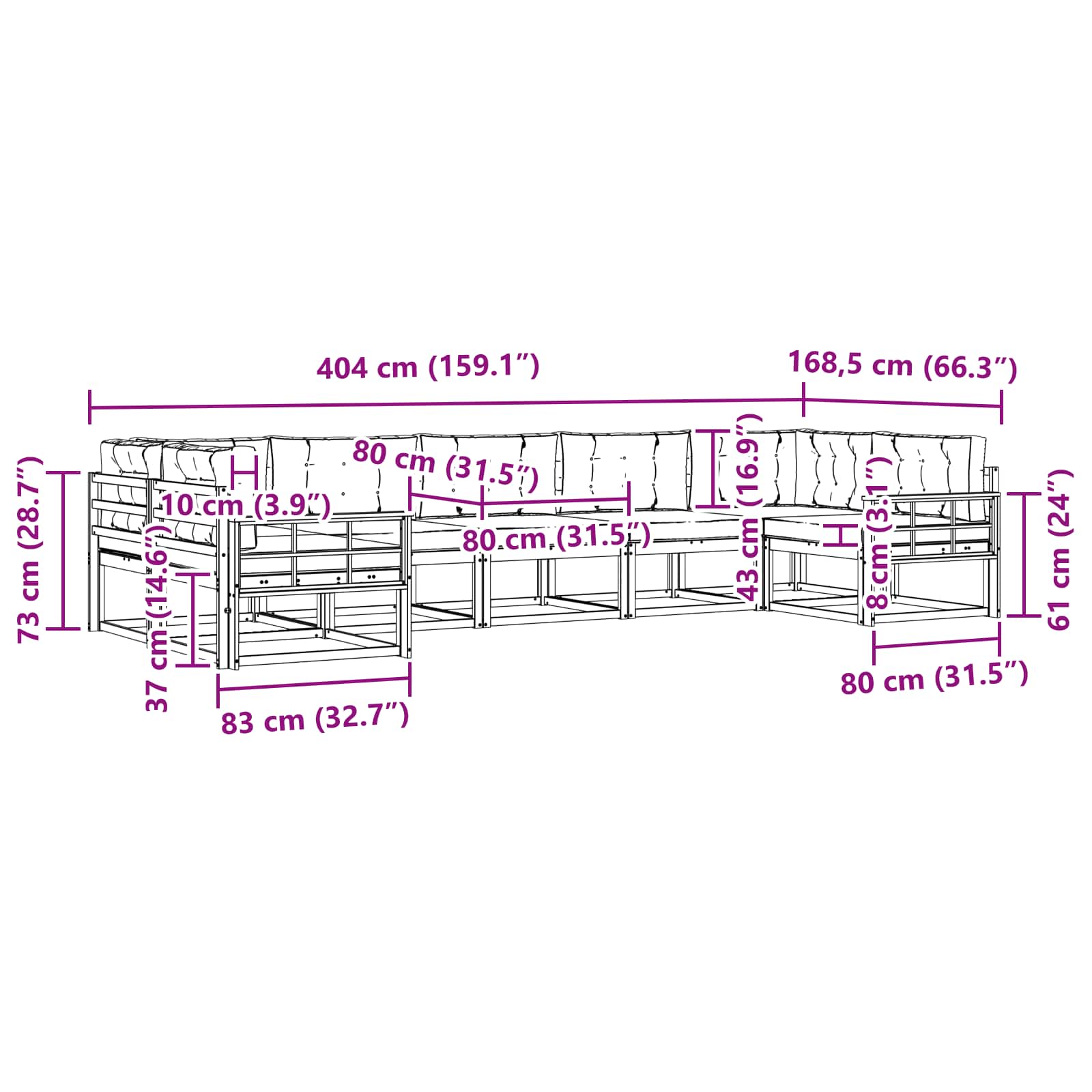 Set vanjskih sofa s jastukom 7 pcs Bijela i antracit