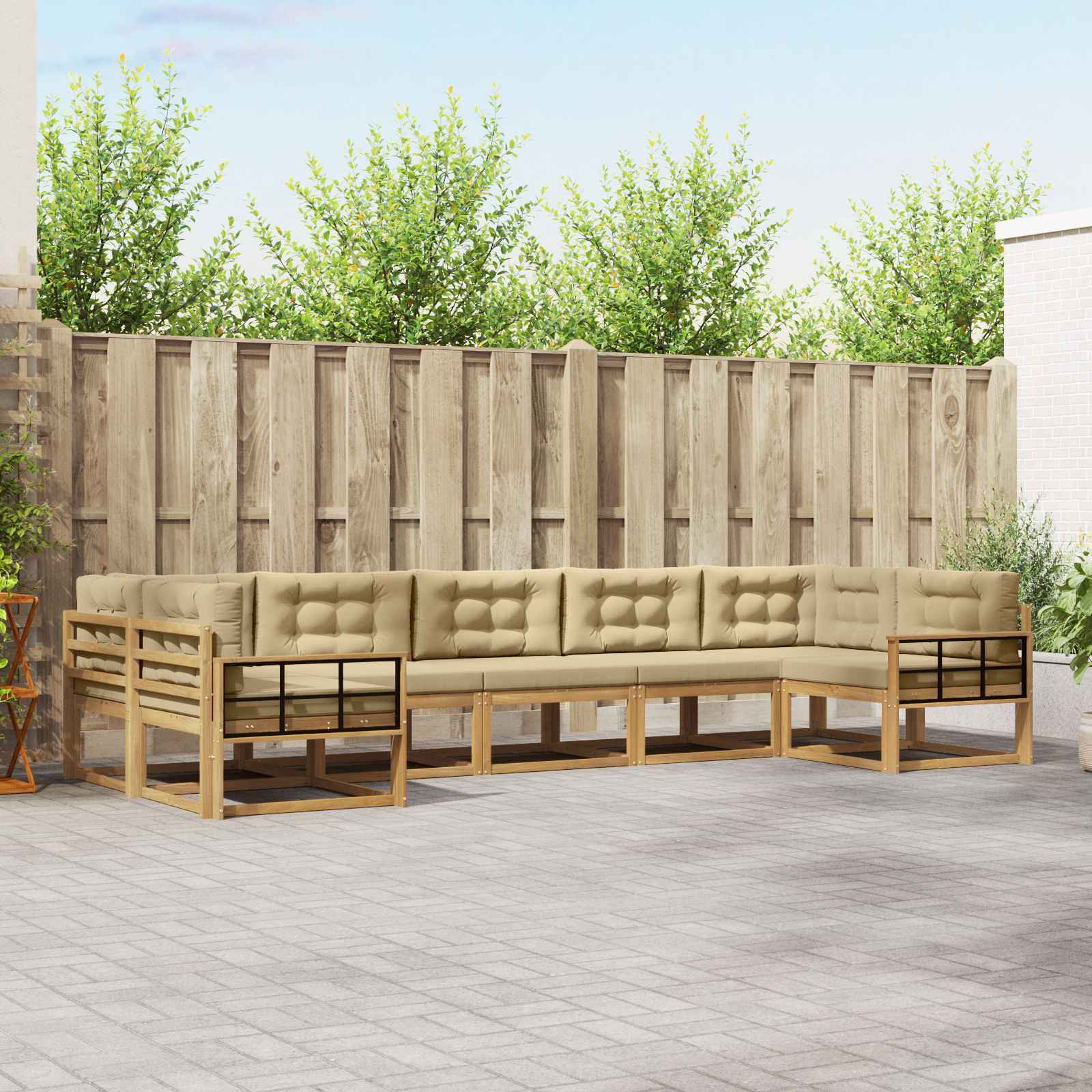 Set vanjskih sofa s jastukom 7 pcs Bijela i bež