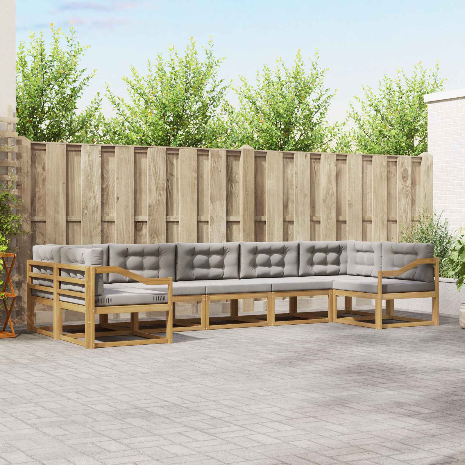 Set vanjskih sofa s jastukom 7 pcs Bijela i svjetlosiva