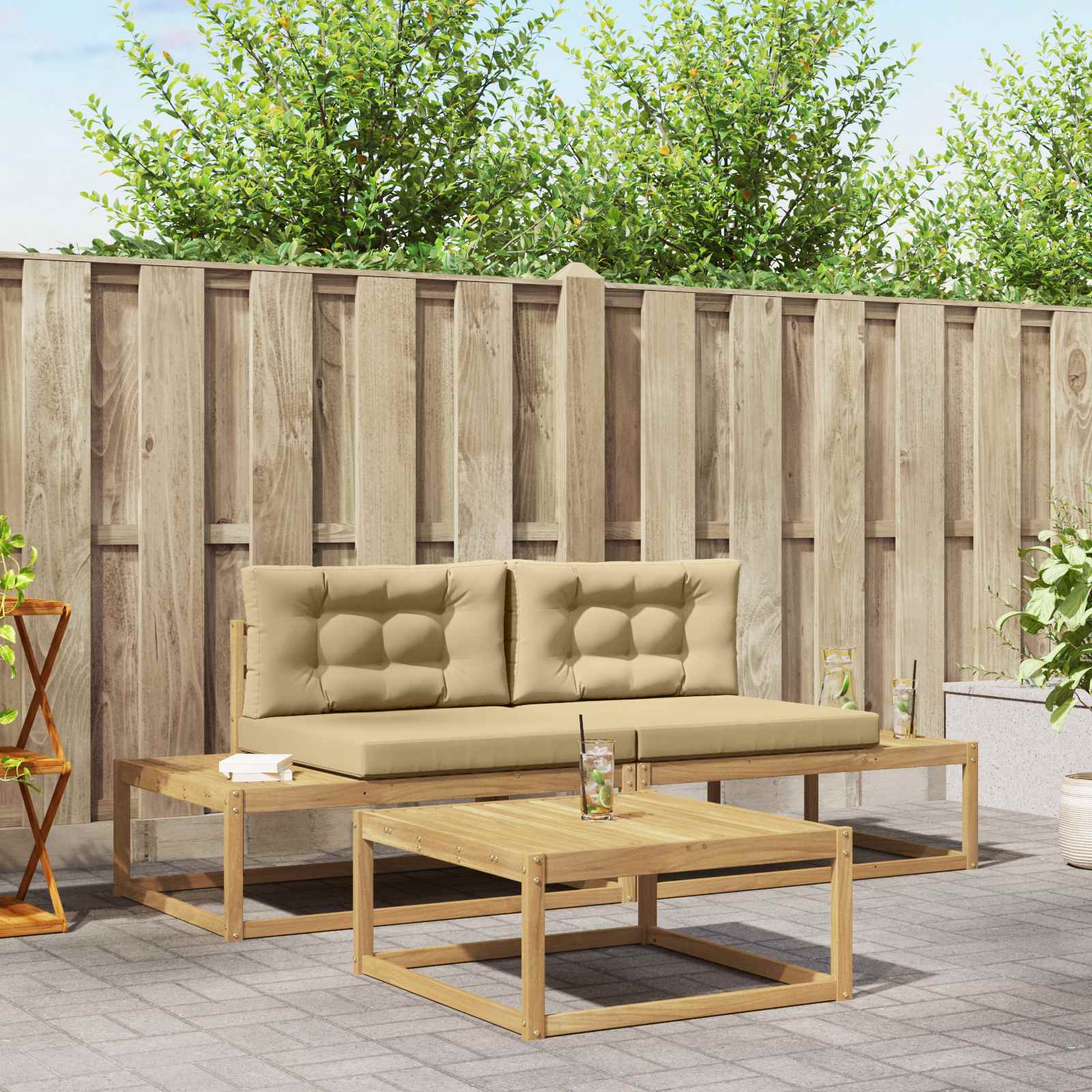 Set vanjskih sofa s jastukom Bijela 79 x 79 x 37 cm Poliester