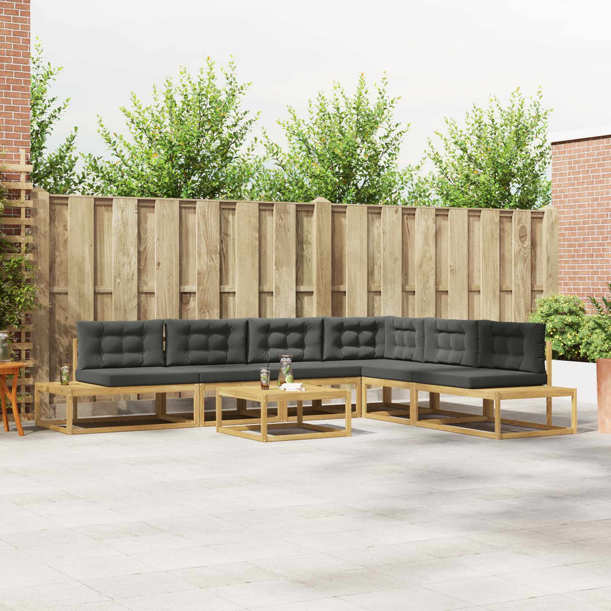 7 kom. Set vanjskih sofa Poliester Bijela