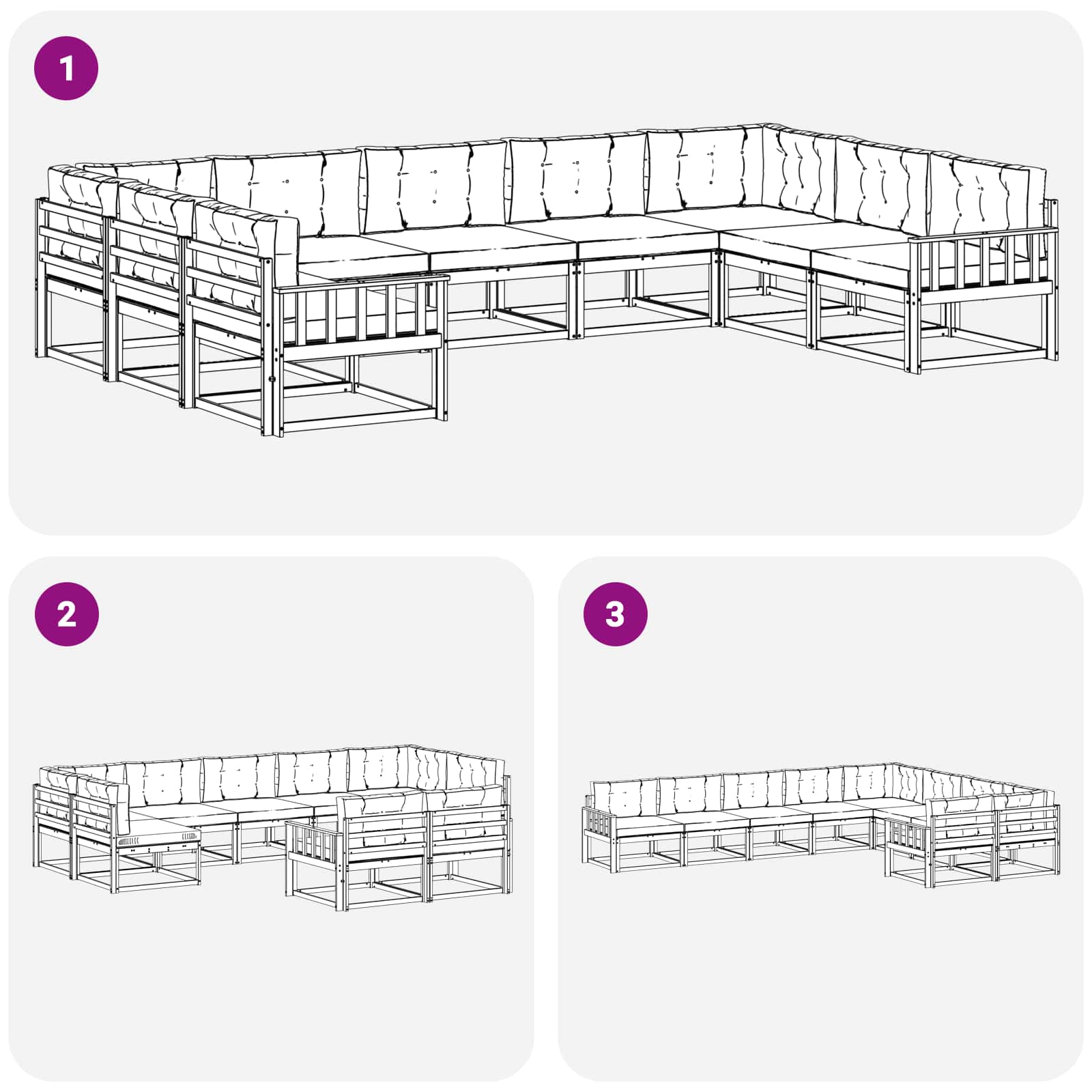 Set vanjskih sofa s jastukom 9 pcs Bijela i svjetlosiva