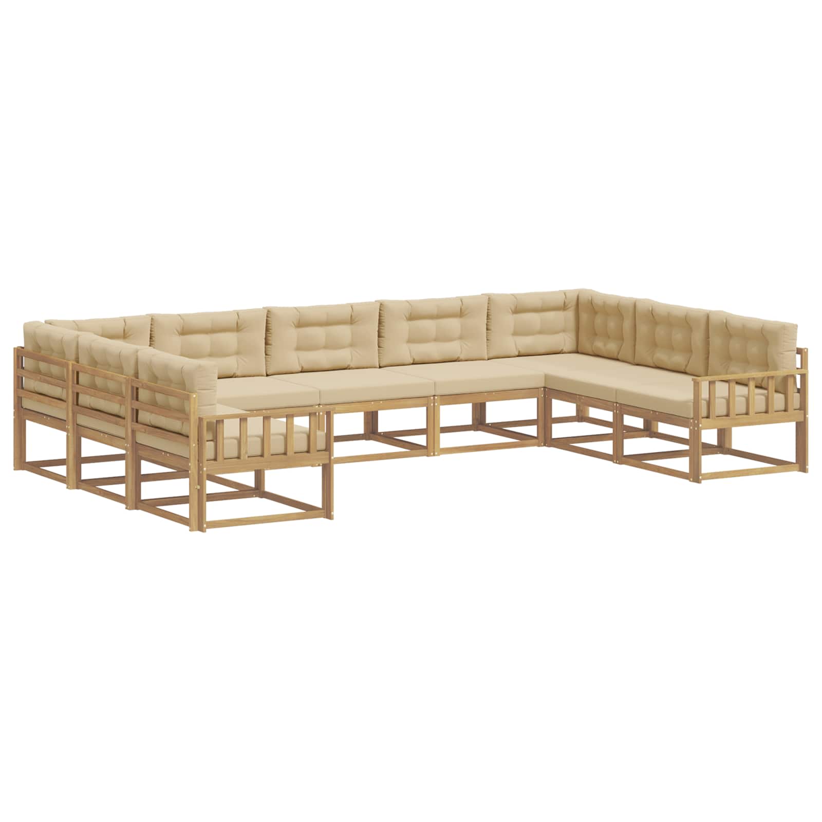 Set vanjskih sofa s jastukom 9 pcs Bijela i bež