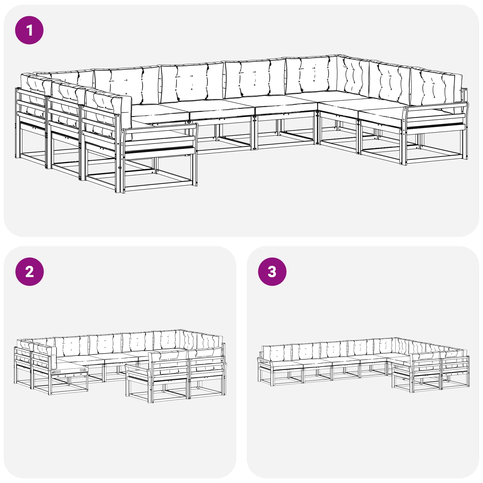 Set vanjskih sofa s jastukom 9 pcs Bijela i svjetlosiva