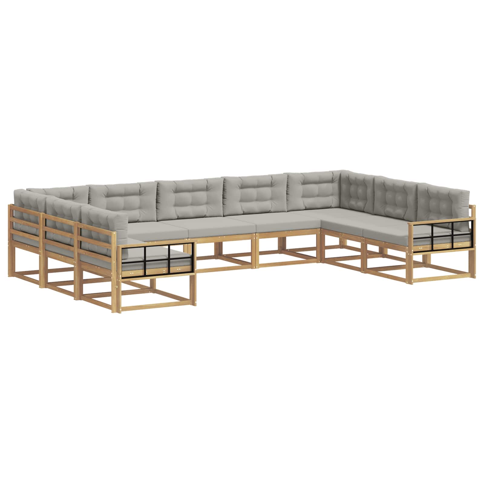 Set vanjskih sofa s jastukom 9 pcs Bijela i svjetlosiva