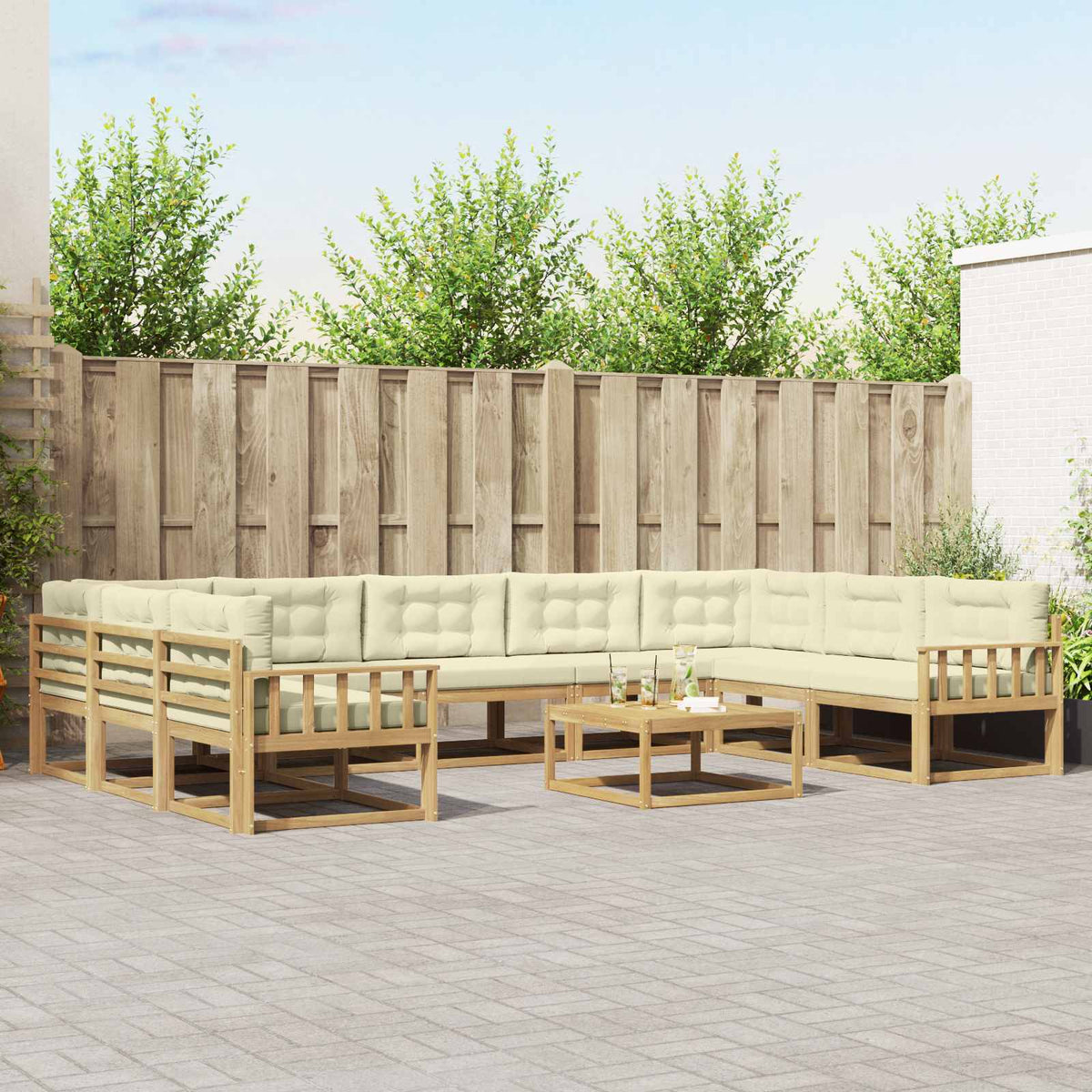 Set vanjskih sofa 10 kom. Bijela i krem