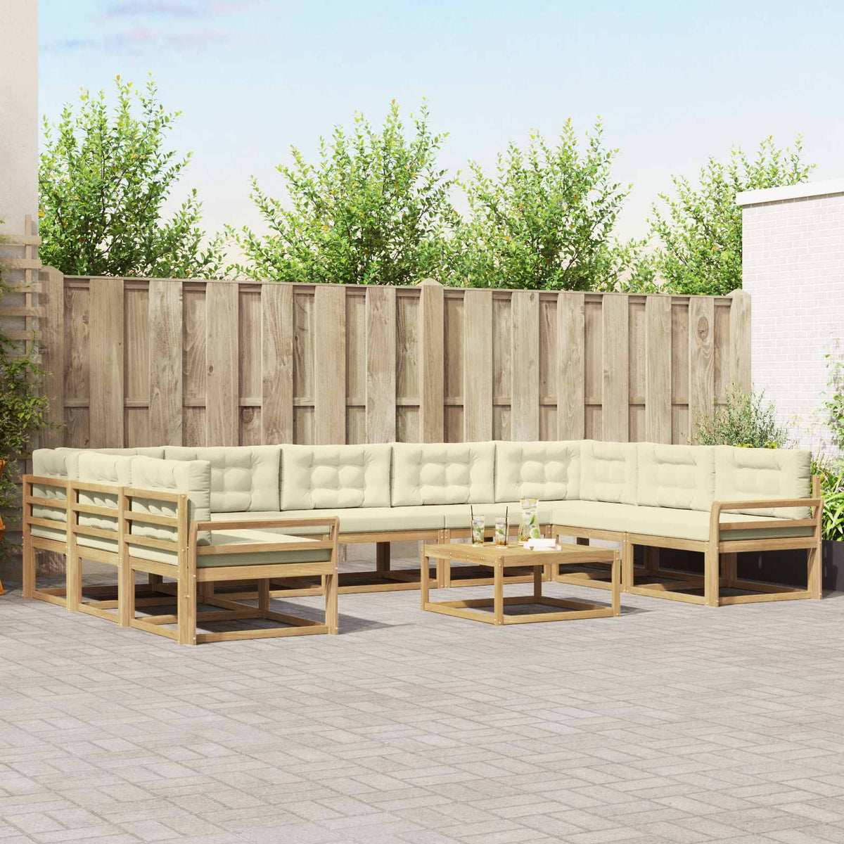 Set vanjskih sofa 10 kom. Bijela i krem