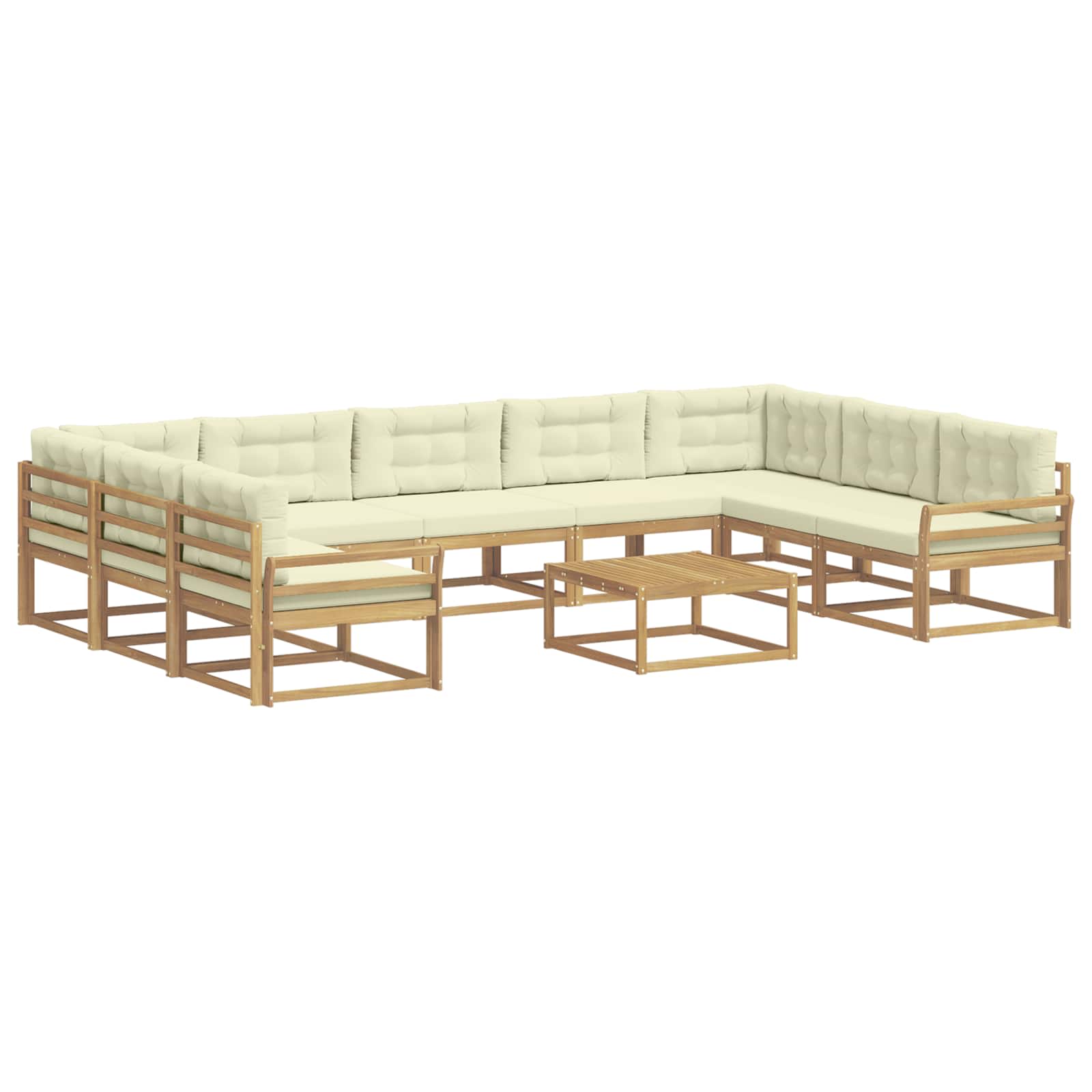 Set vanjskih sofa s jastukom 10 pcs Bijela i krem