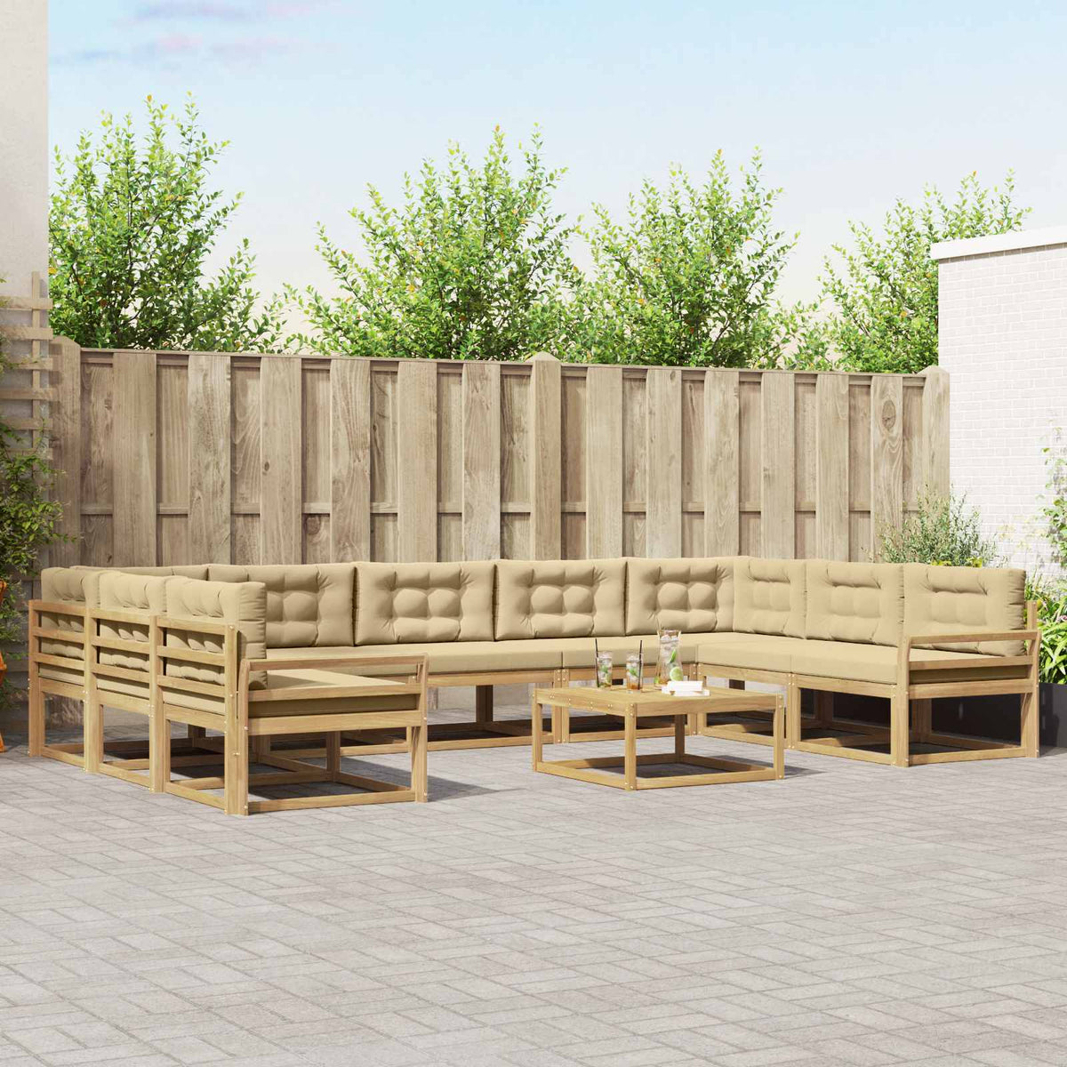 Set vanjskih sofa 10 kom. Bijela i bež