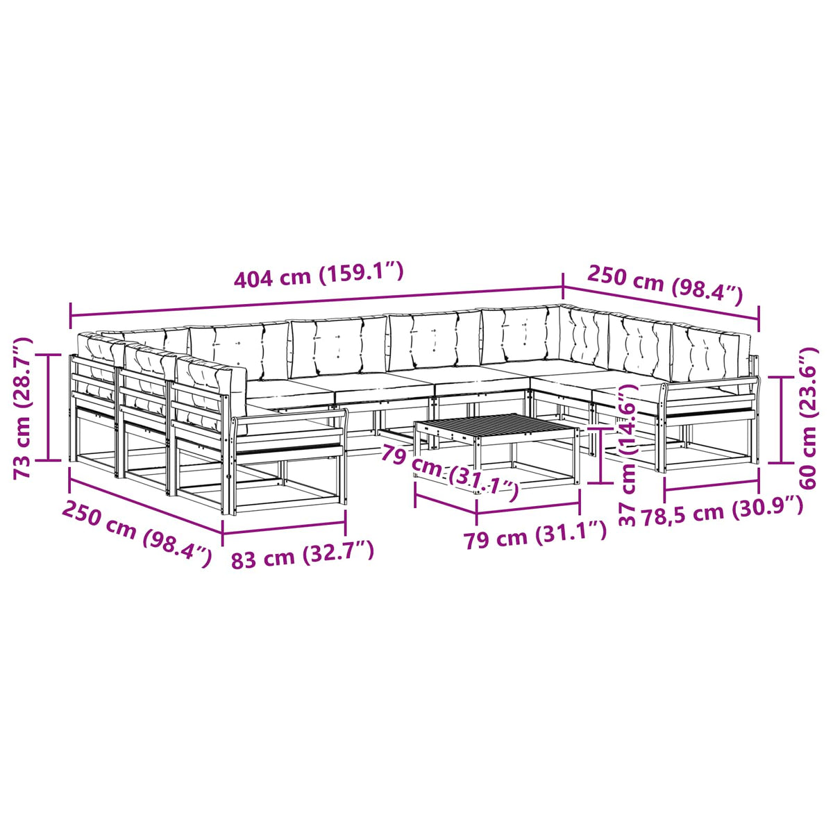 Set vanjskih sofa 10 kom. Bijela i bež