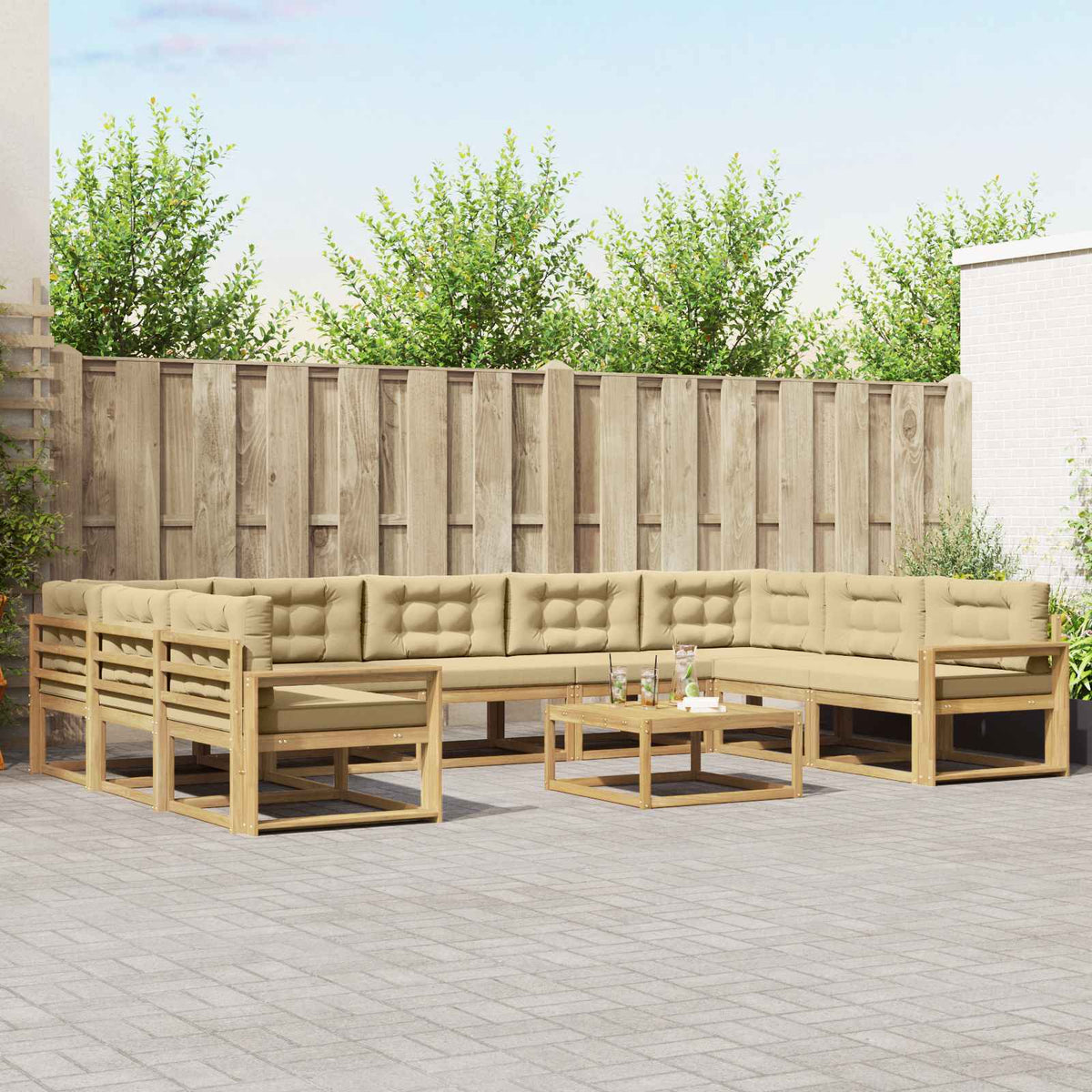 Set vanjskih sofa 10 kom. Bijela i bež