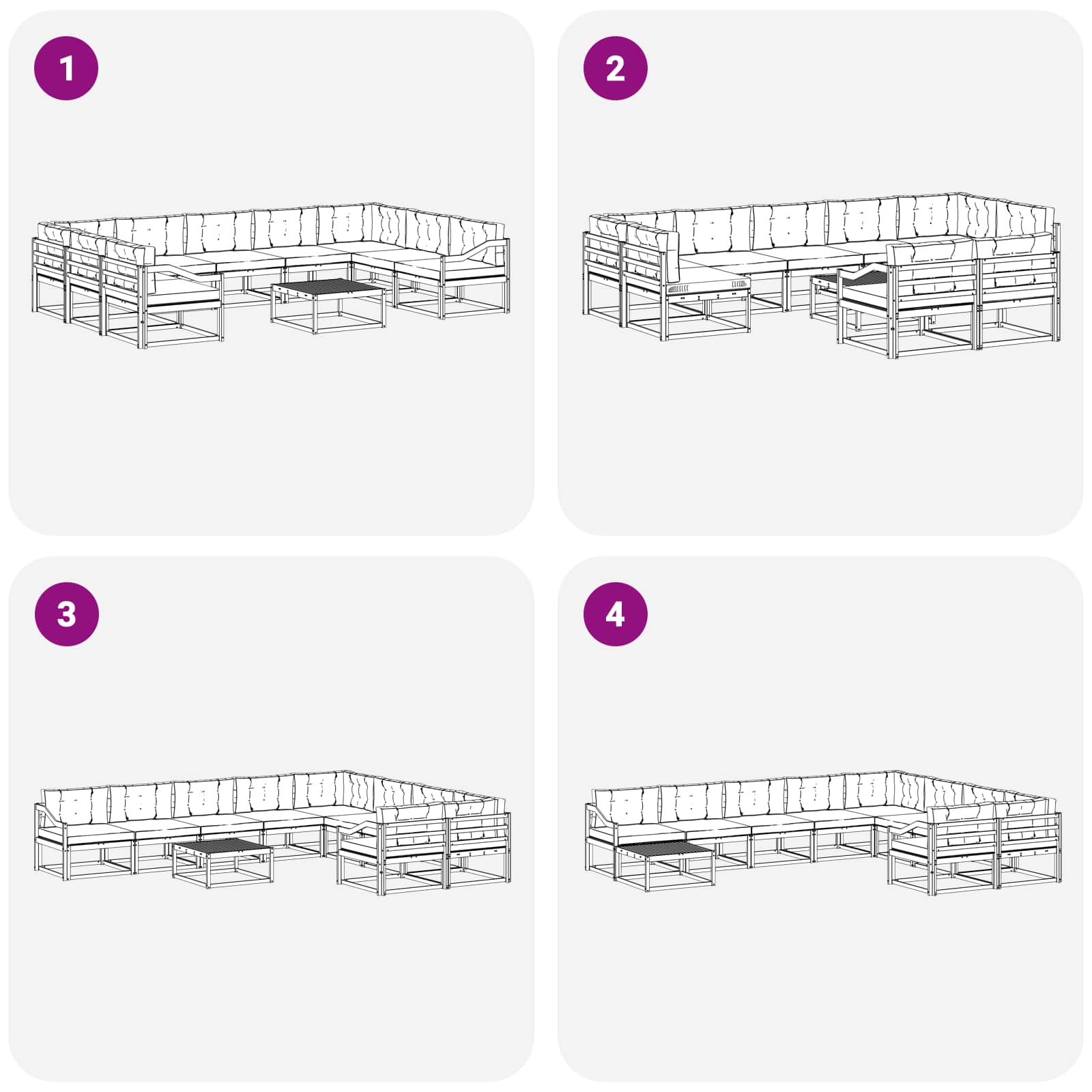 Set vanjskih sofa s jastukom 10 pcs Bijela i svjetlosiva