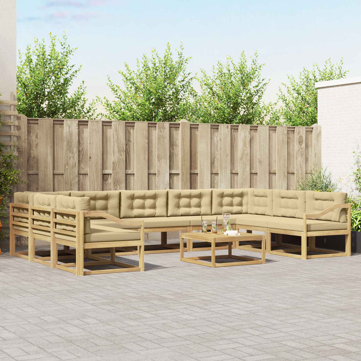 Set vanjskih sofa 10 kom. Bijela i bež