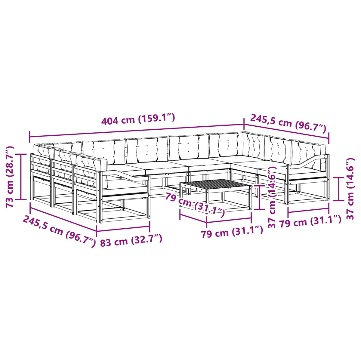 Set vanjskih sofa 10 kom. Bijela i bež