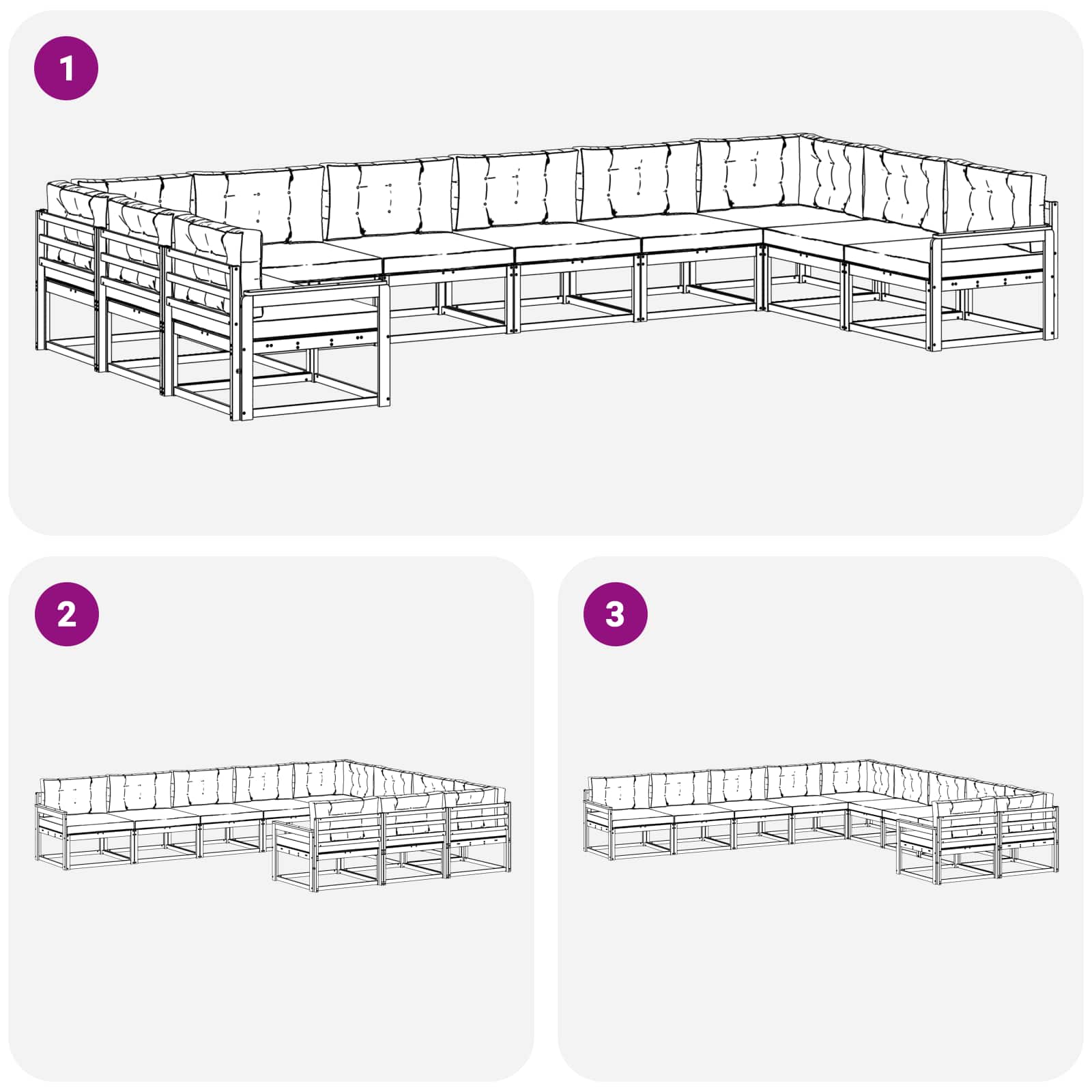 Set vanjskih sofa s jastukom 10 pcs Bijela i krem