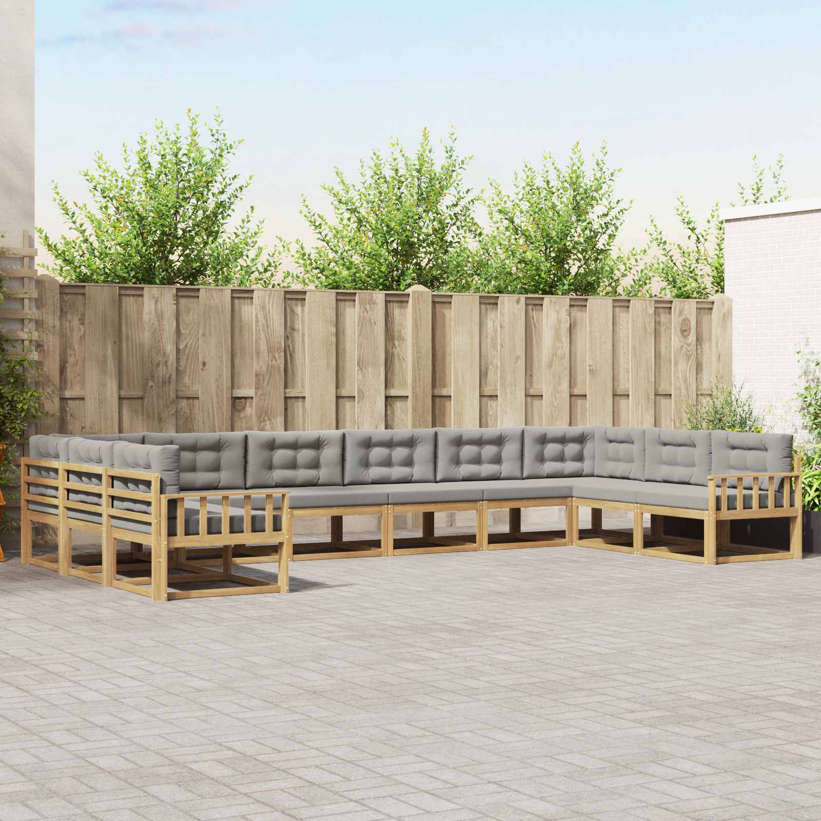 Set vanjskih sofa s jastukom 10 pcs Bijela i svjetlosiva