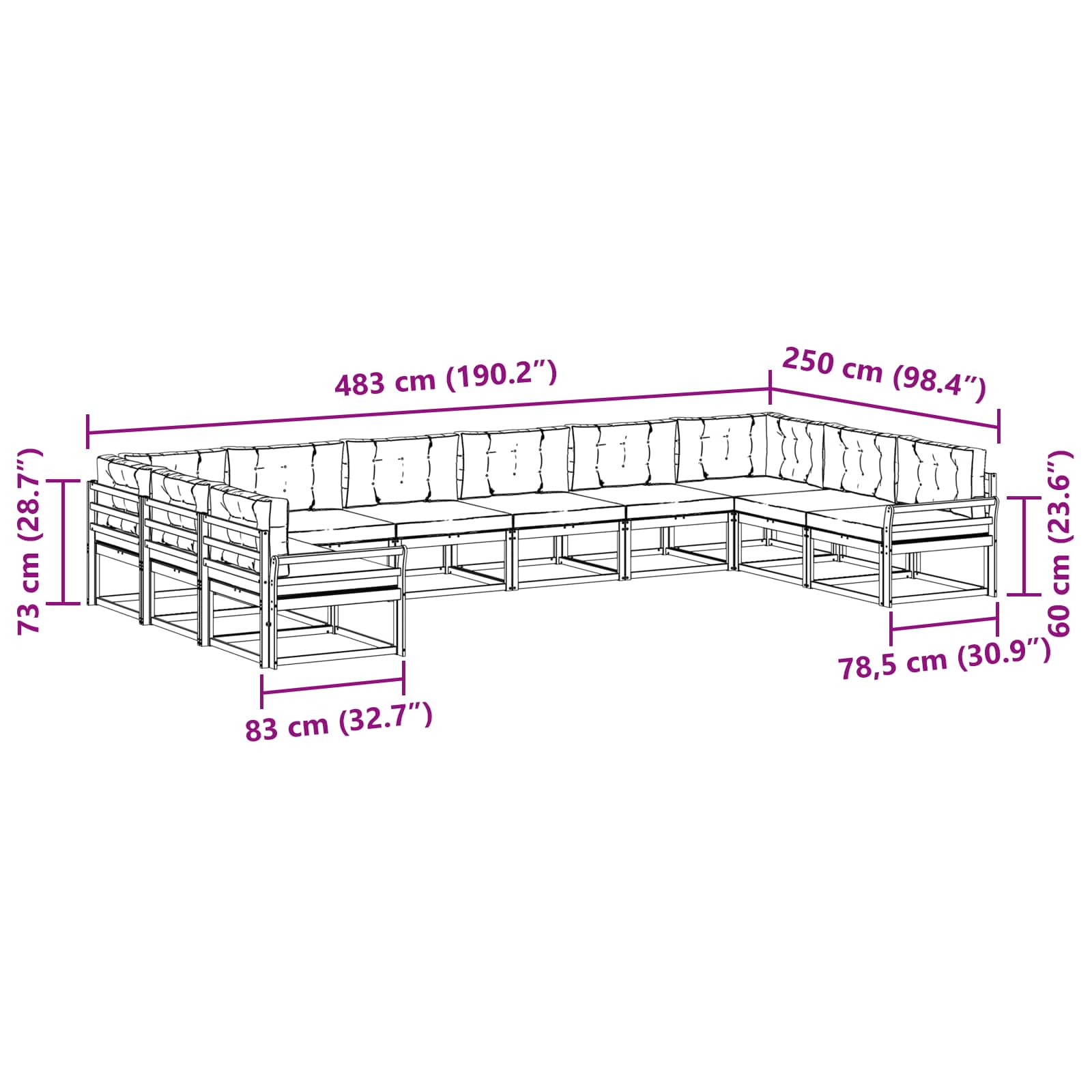 Set vanjskih sofa s jastukom 10 pcs Bijela i svjetlosiva