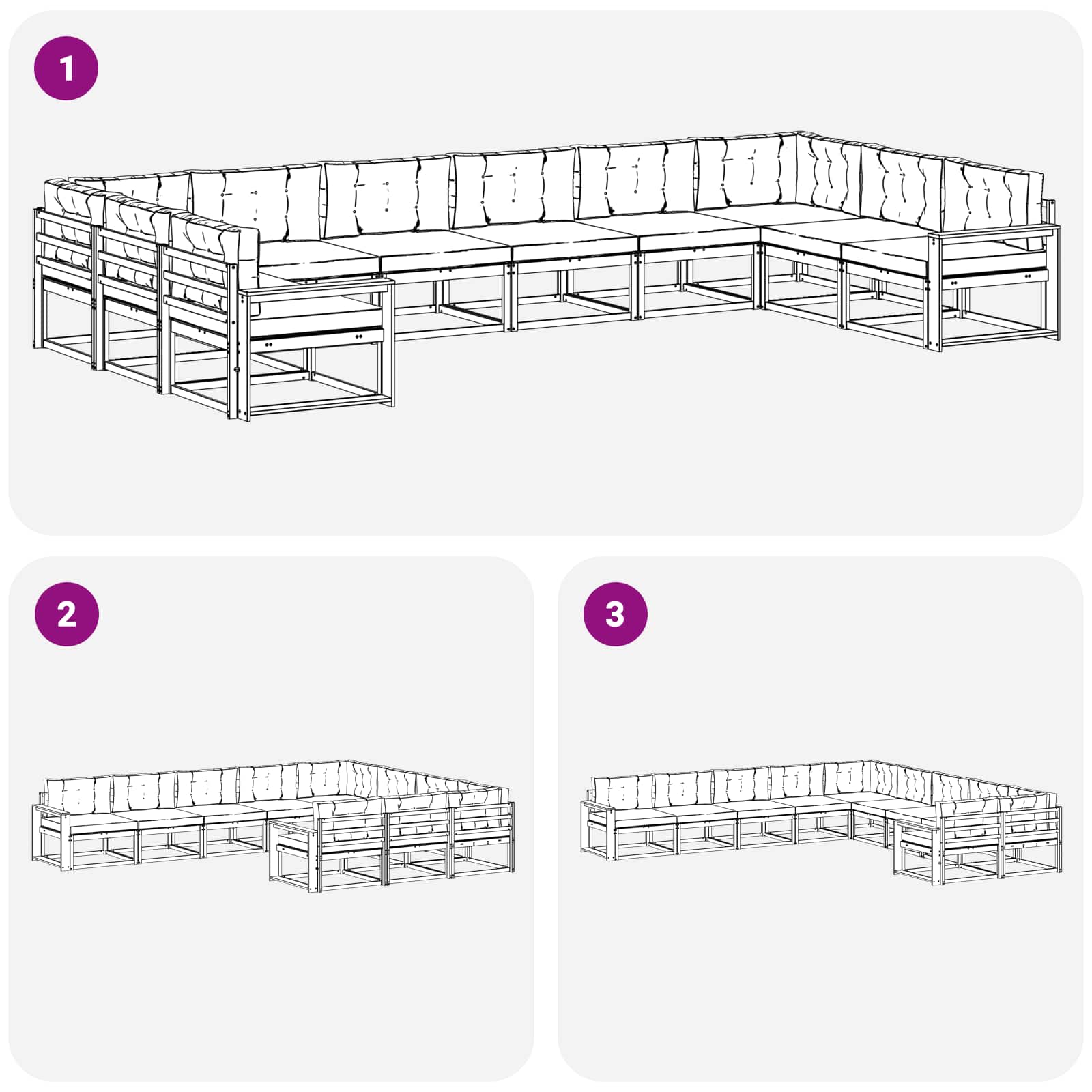 Set vanjskih sofa s jastukom 10 pcs Bijela i svjetlosiva