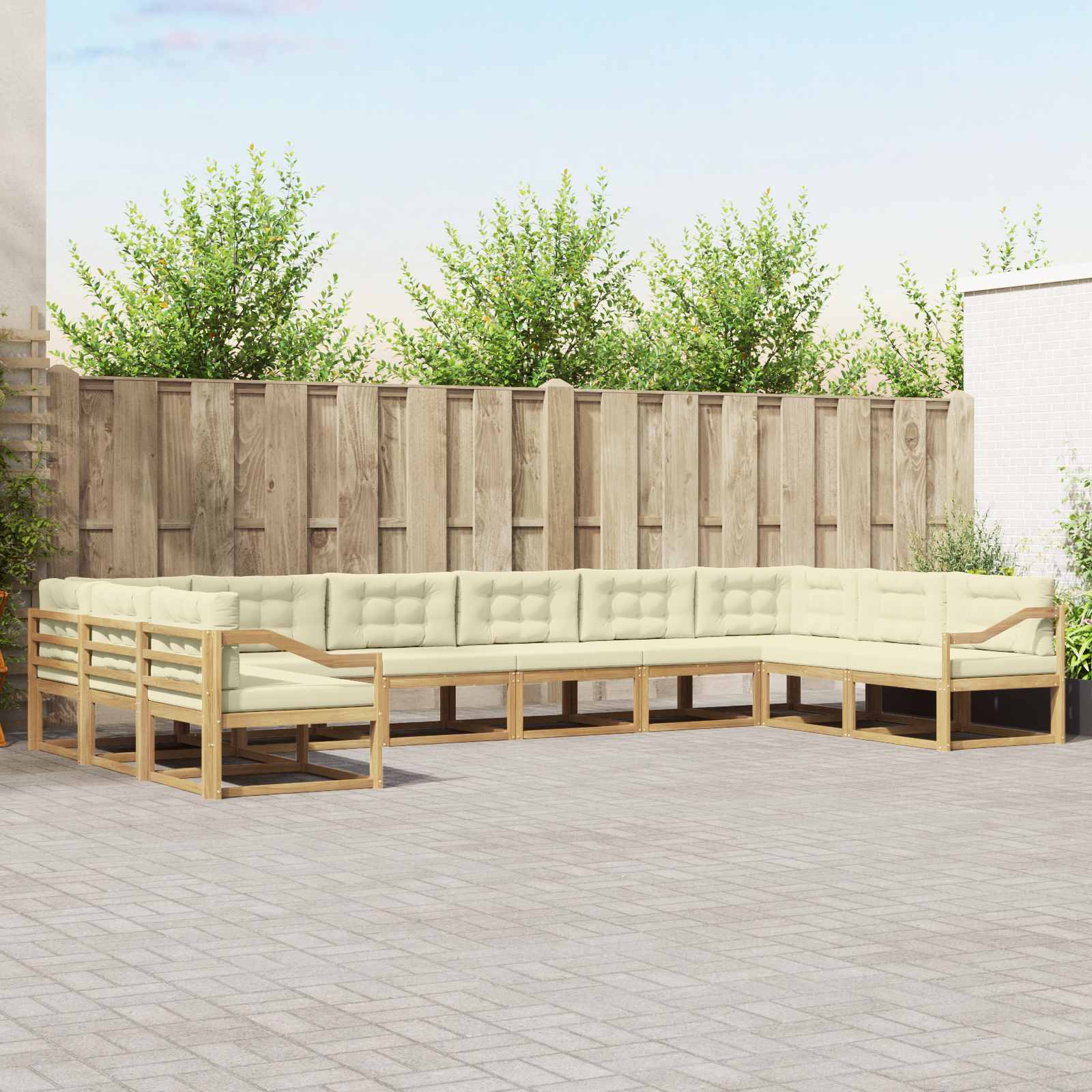 Set vanjskih sofa s jastukom 10 pcs Bijela i krem