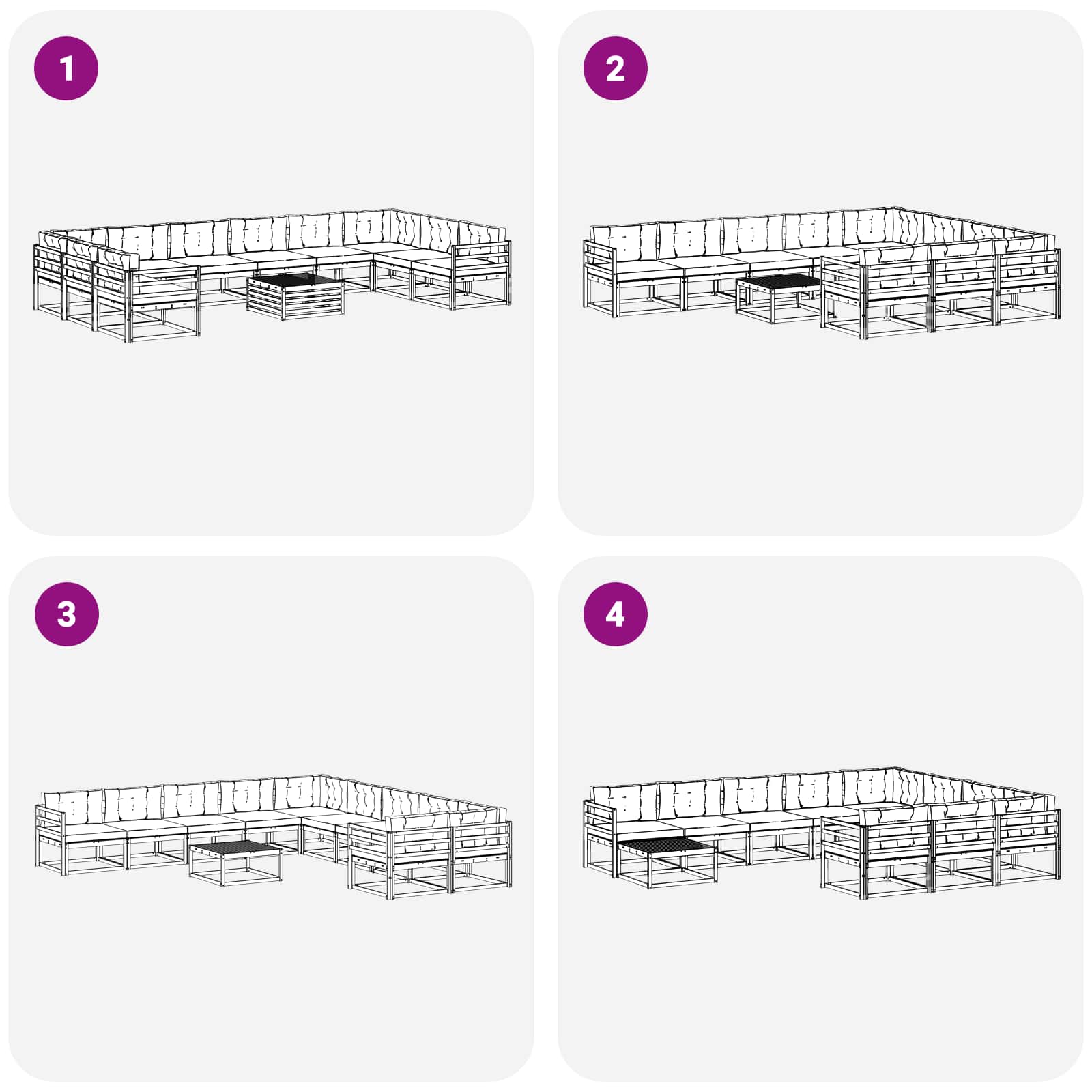 Set vanjskih sofa s jastukom 11 pcs Bijela i antracit