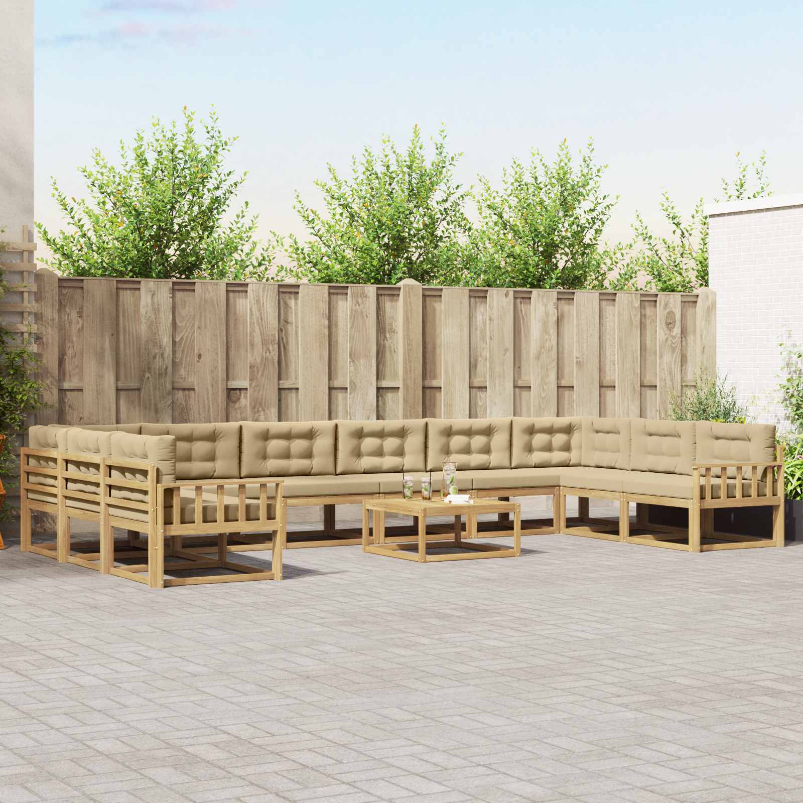 Set vanjskih sofa 11 kom. Bijela i bež