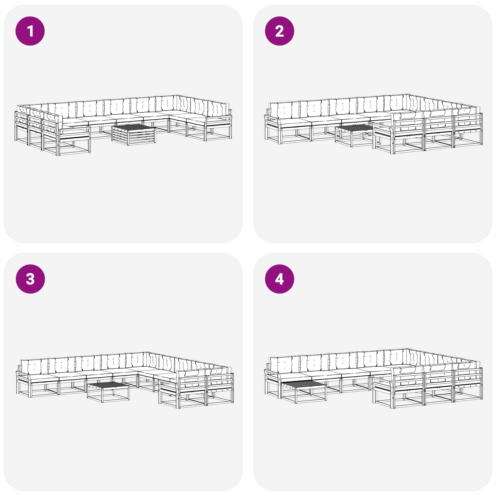 Set vanjskih sofa s jastukom 11 pcs Bijela i svjetlosiva