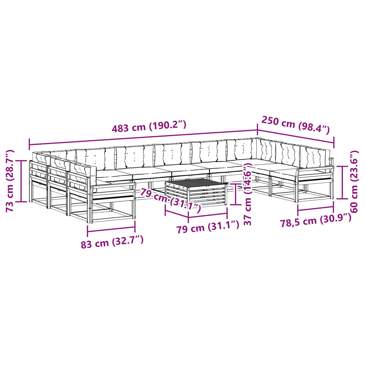 Set vanjskih sofa 11 kom. Bijela i antracit