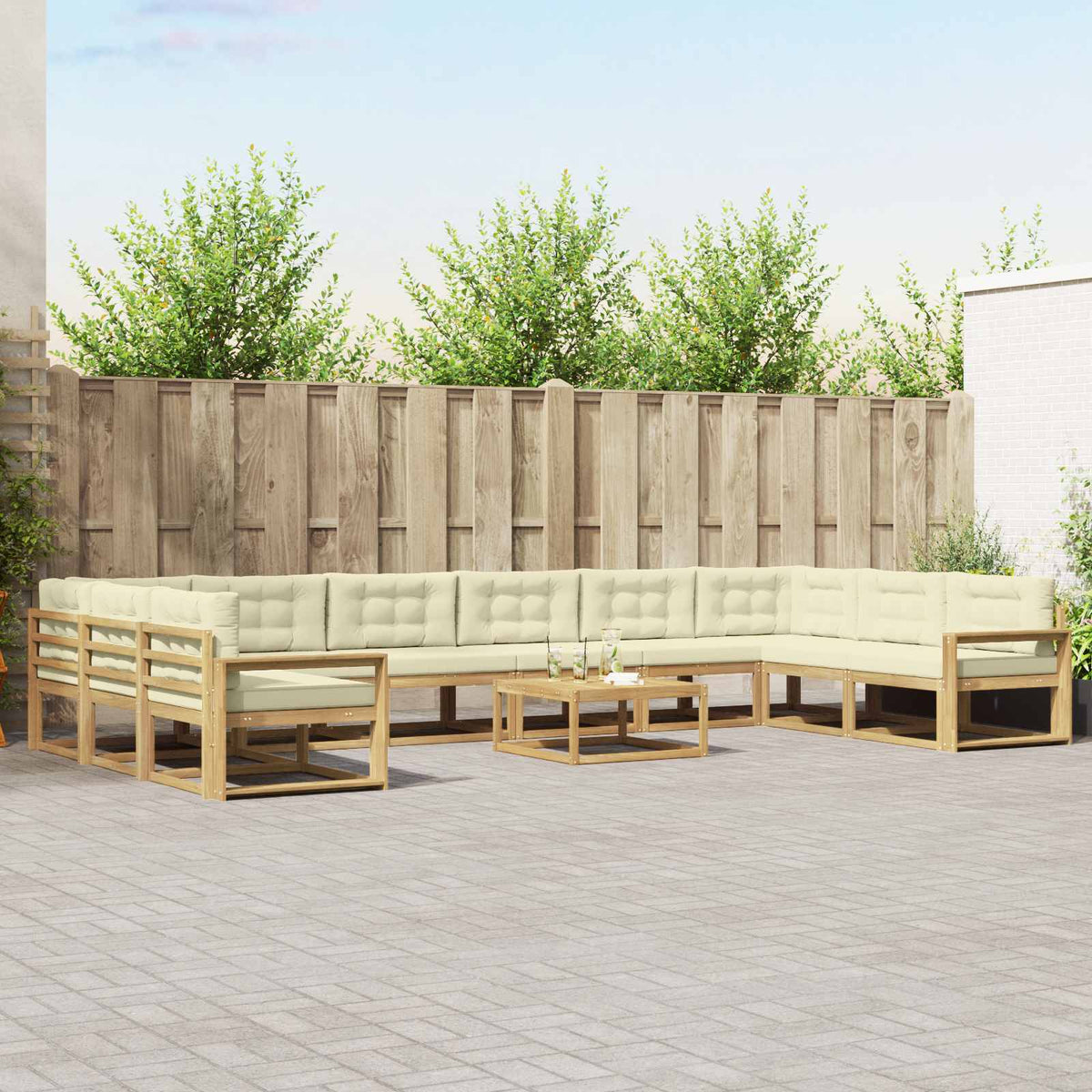 Set vanjskih sofa 11 kom. Bijela i krem