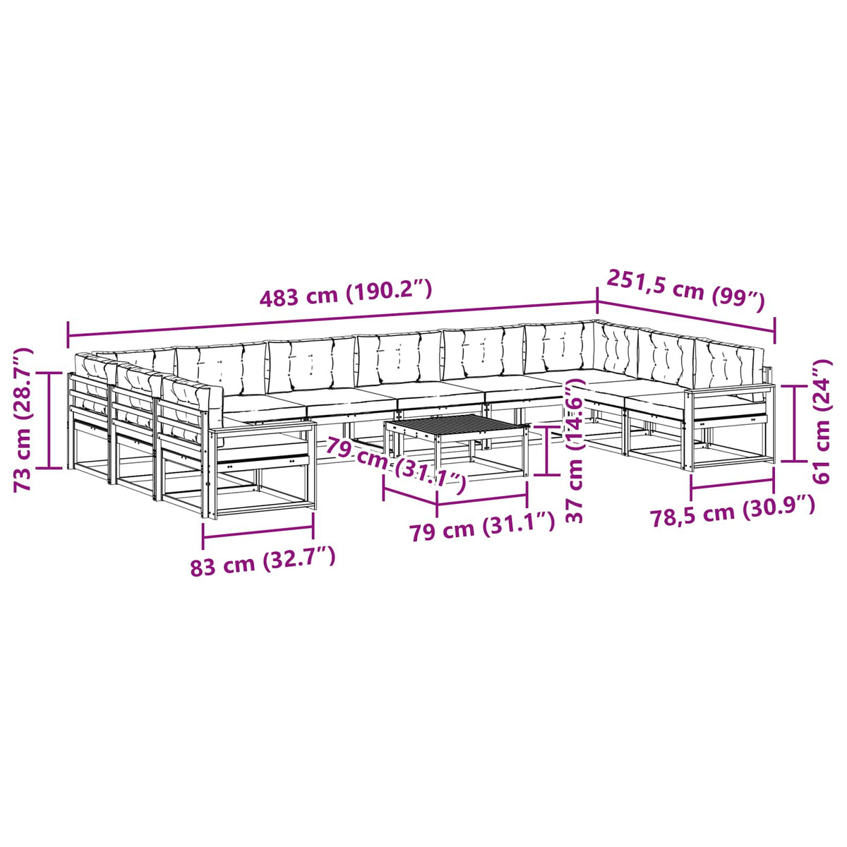 Set vanjskih sofa 11 kom. Bijela i krem