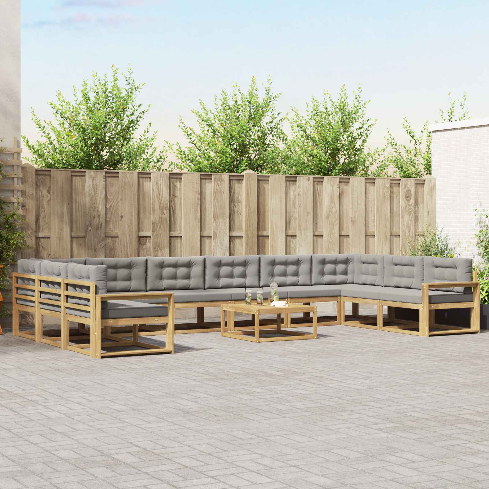 Set vanjskih sofa s jastukom 11 pcs Bijela i svjetlosiva