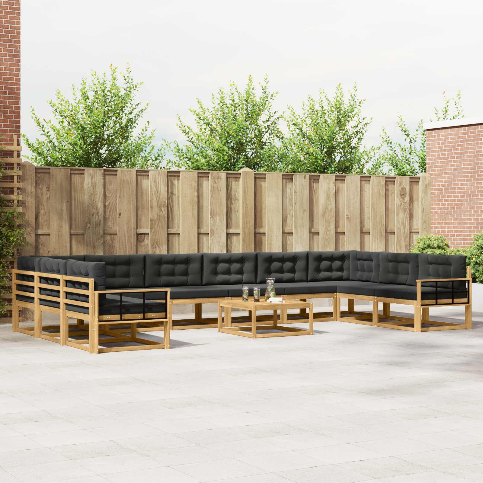 Set vanjskih sofa s jastukom 11 pcs Bijela i antracit