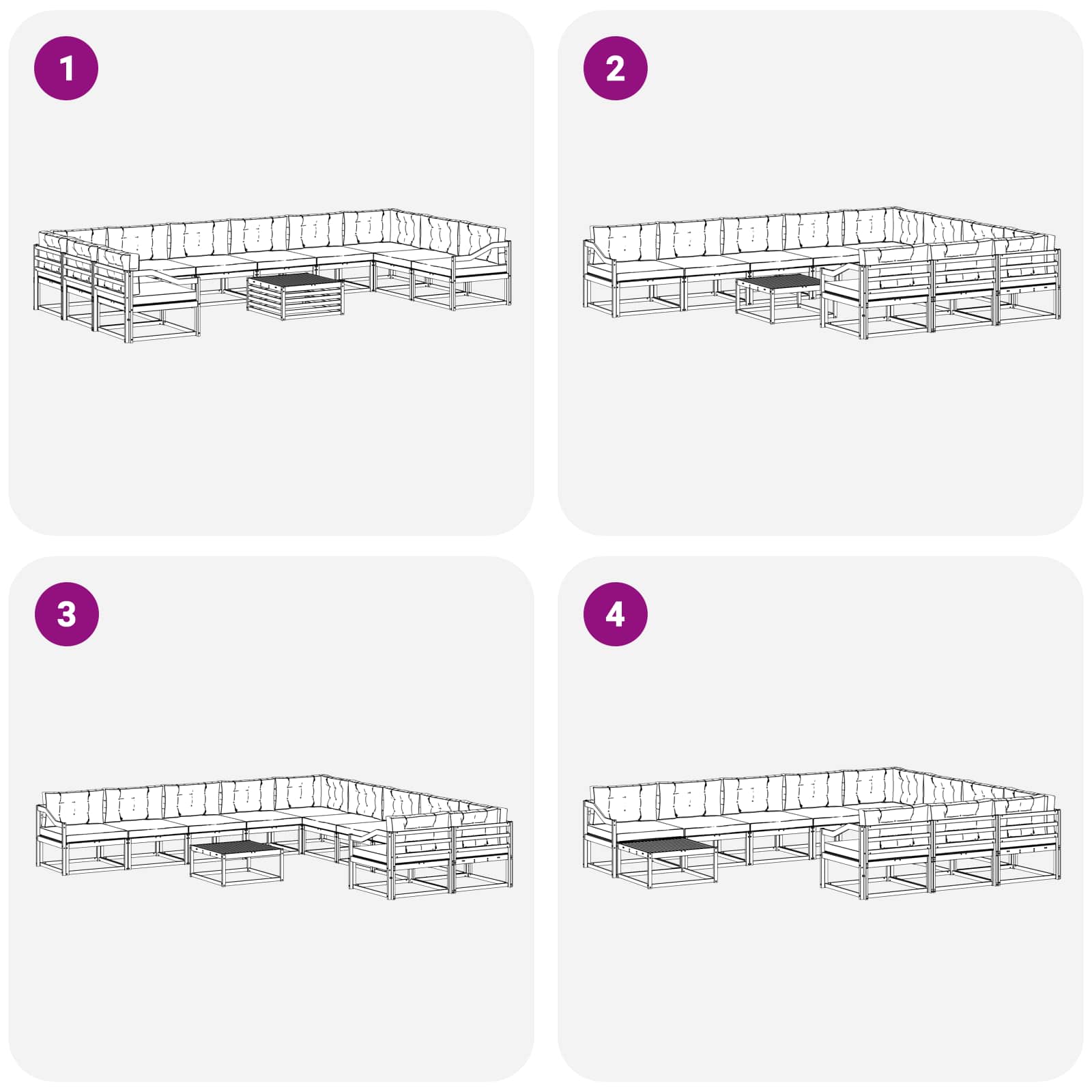Set vanjskih sofa s jastukom 11 pcs Bijela i antracit