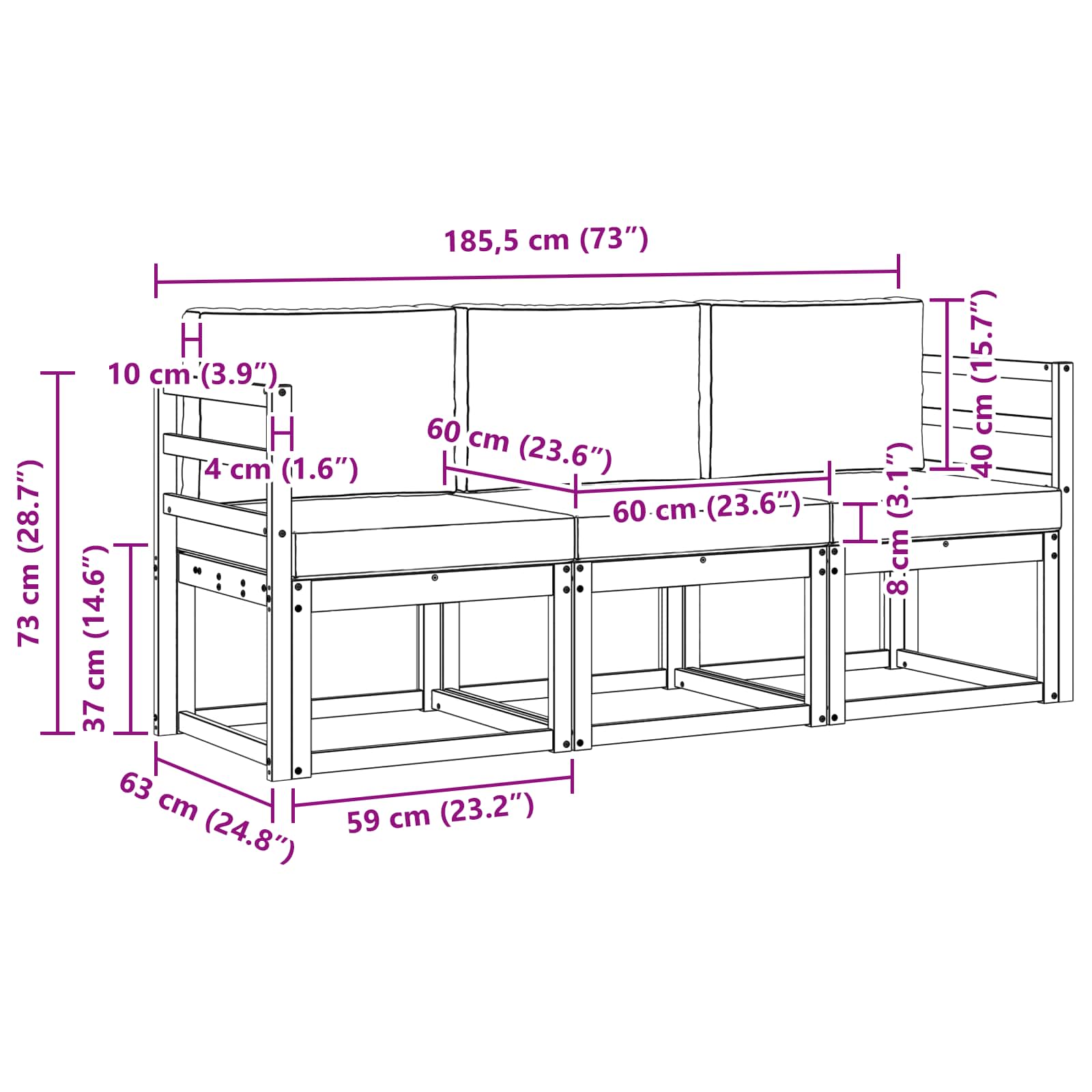 Set vanjskih sofa 3 kom.
