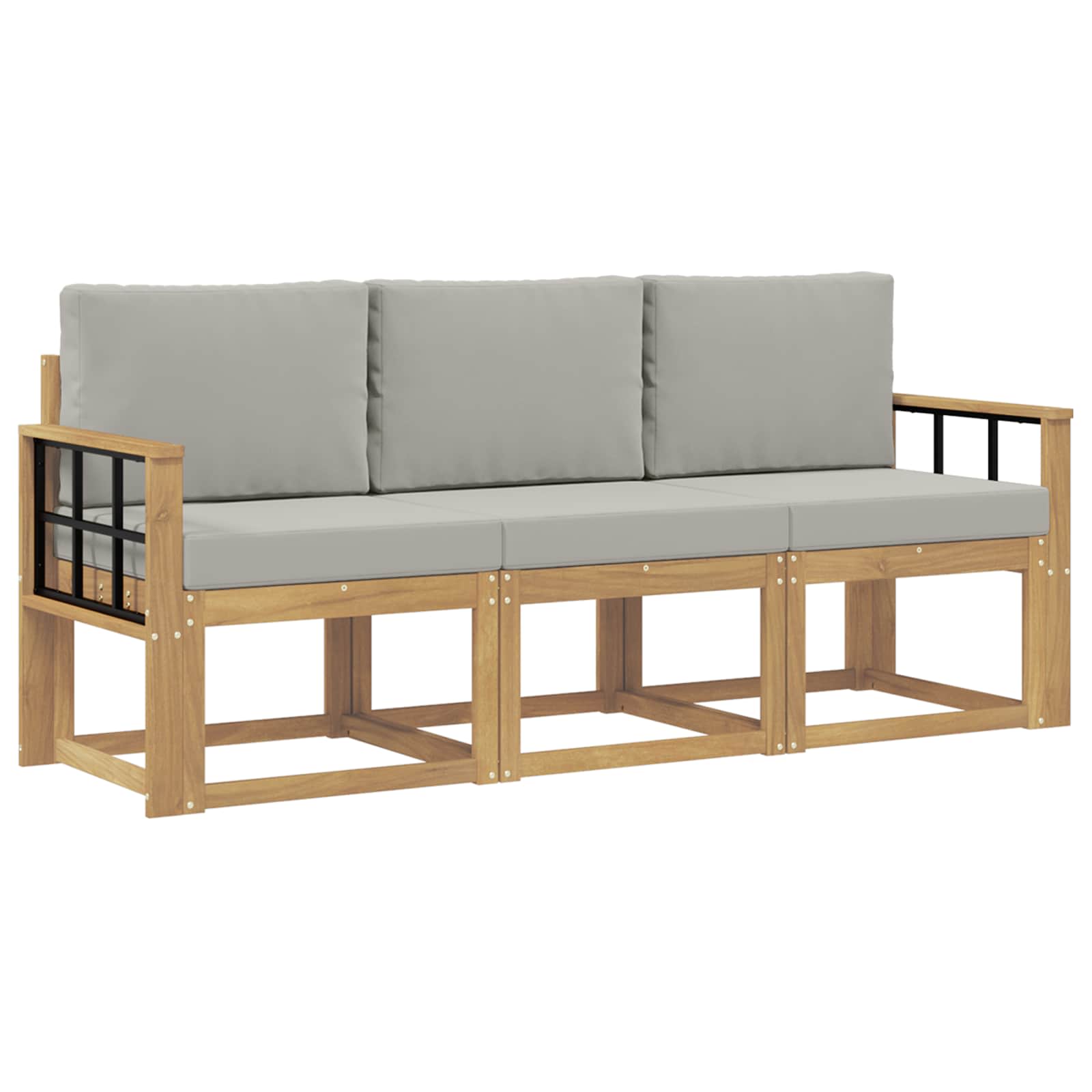 Set vanjskih sofa 3 kom. Bijela i svjetlosiva Poliester