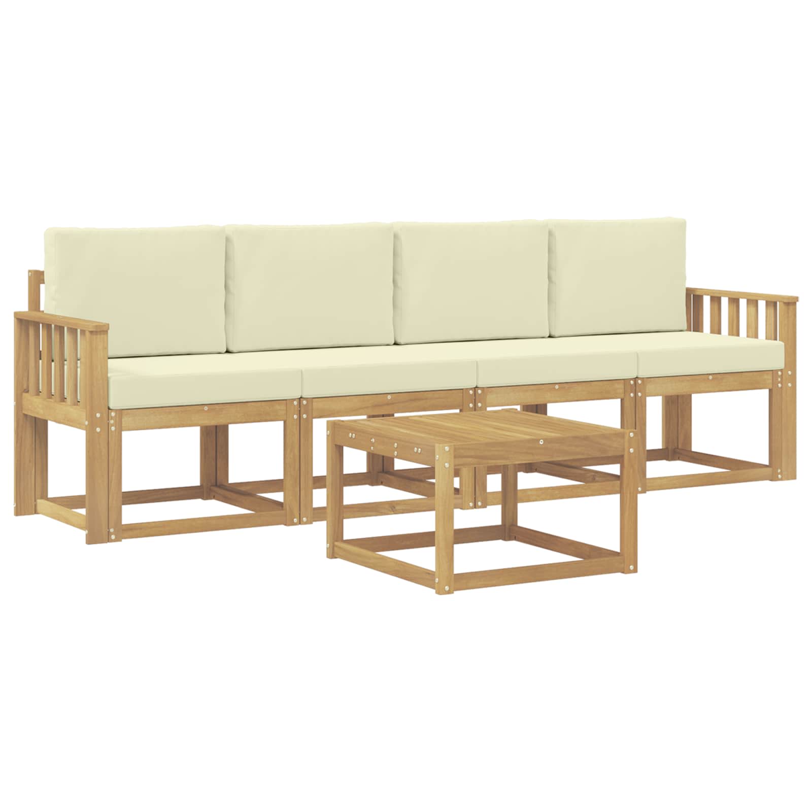 Set vanjskih sofa s jastukom 5 pcs Bijela i krem