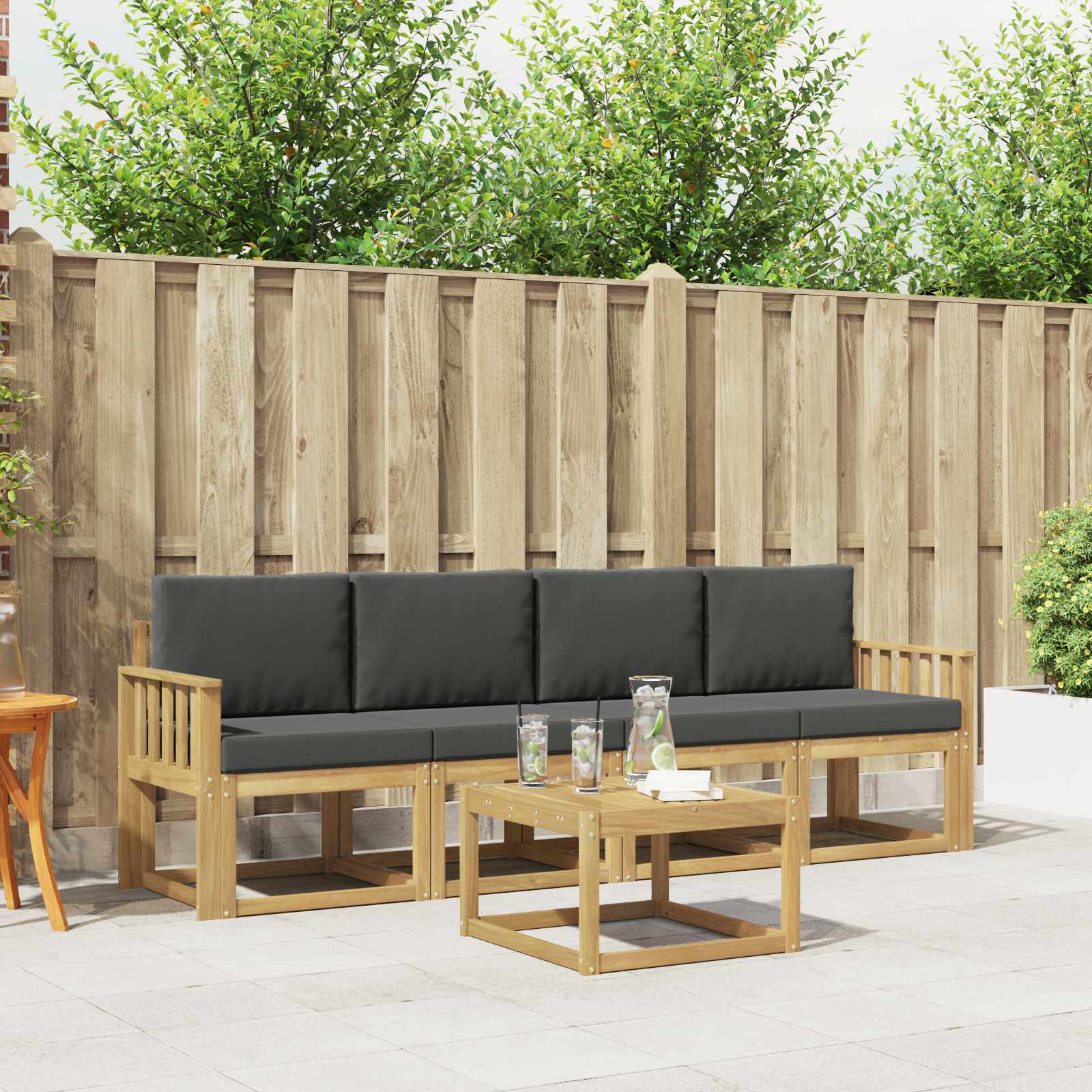 Set vanjskih sofa s jastukom 5 pcs Bijela i antracit