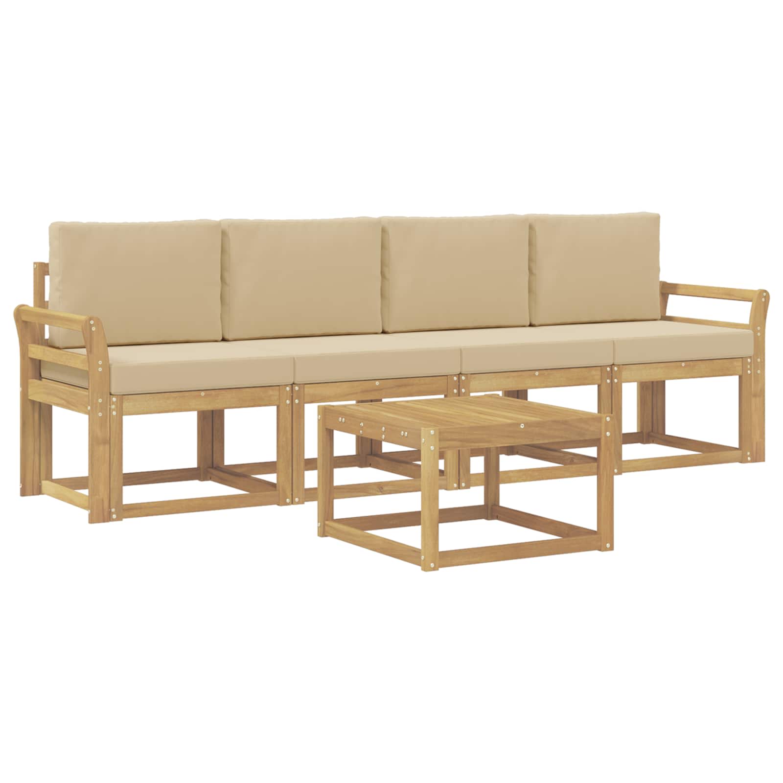 Set vanjskih sofa s jastukom 5 pcs Bijela i bež