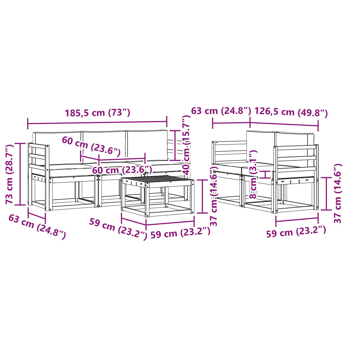 Set vanjskih sofa 6 kom.