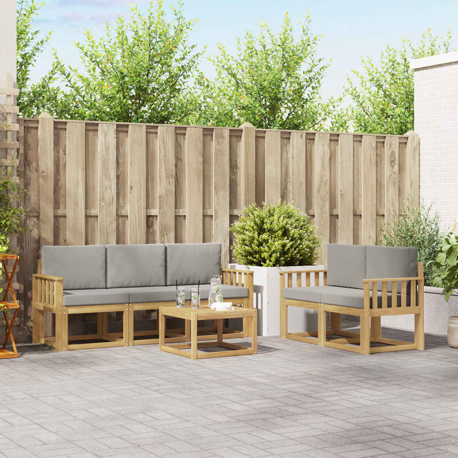Set vanjskih sofa 6 pcs Bijela i svjetlosiva 59 x 59 x 37 cm
