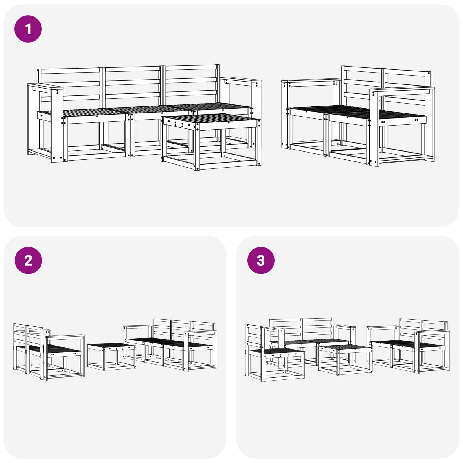 Set vanjskih sofa 6 pcs Bijela 59 x 59 x 37 cm
