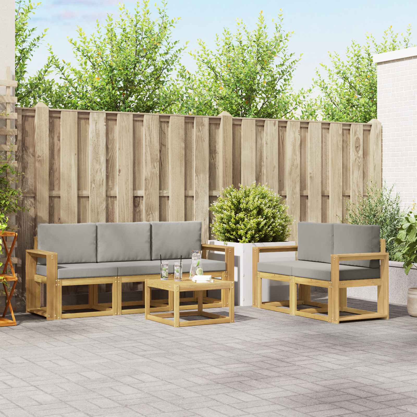 Set vanjskih sofa 6 pcs Bijela i svjetlosiva 59 x 59 x 37 cm