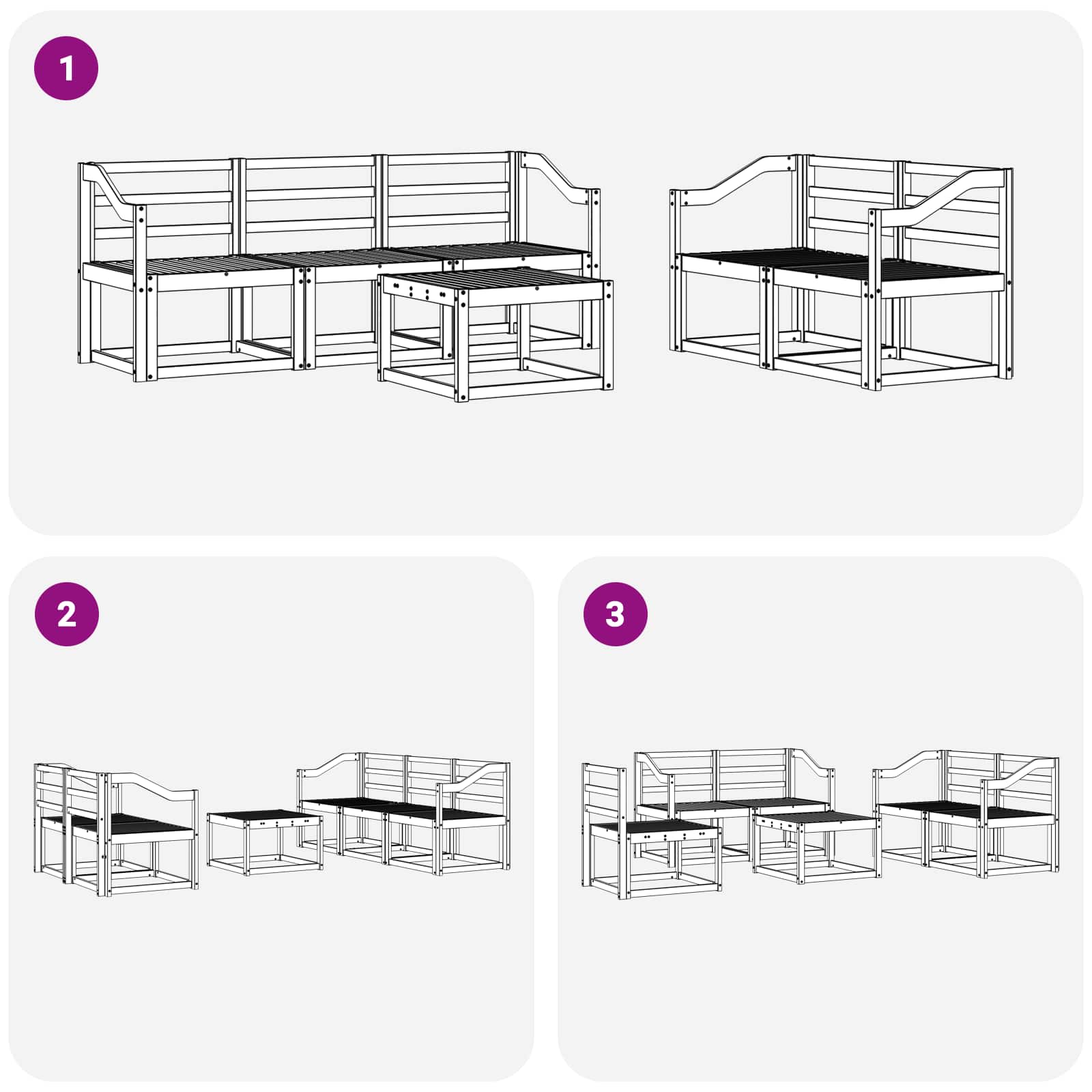 Set vanjskih sofa 6 pcs Bijela 59 x 59 x 37 cm