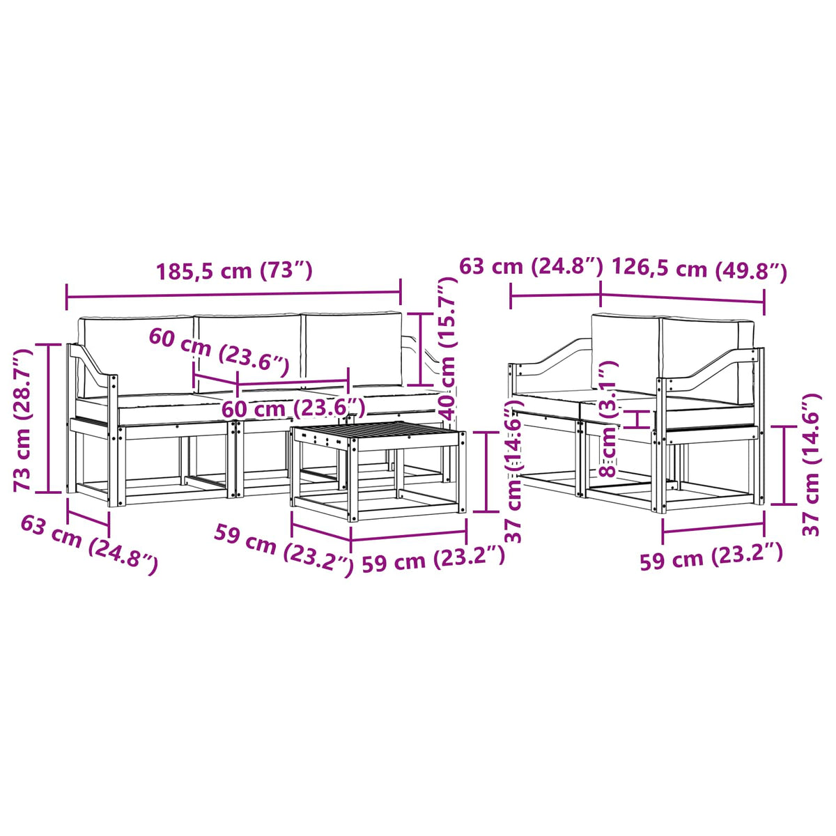 Set vanjskih sofa 6 kom.