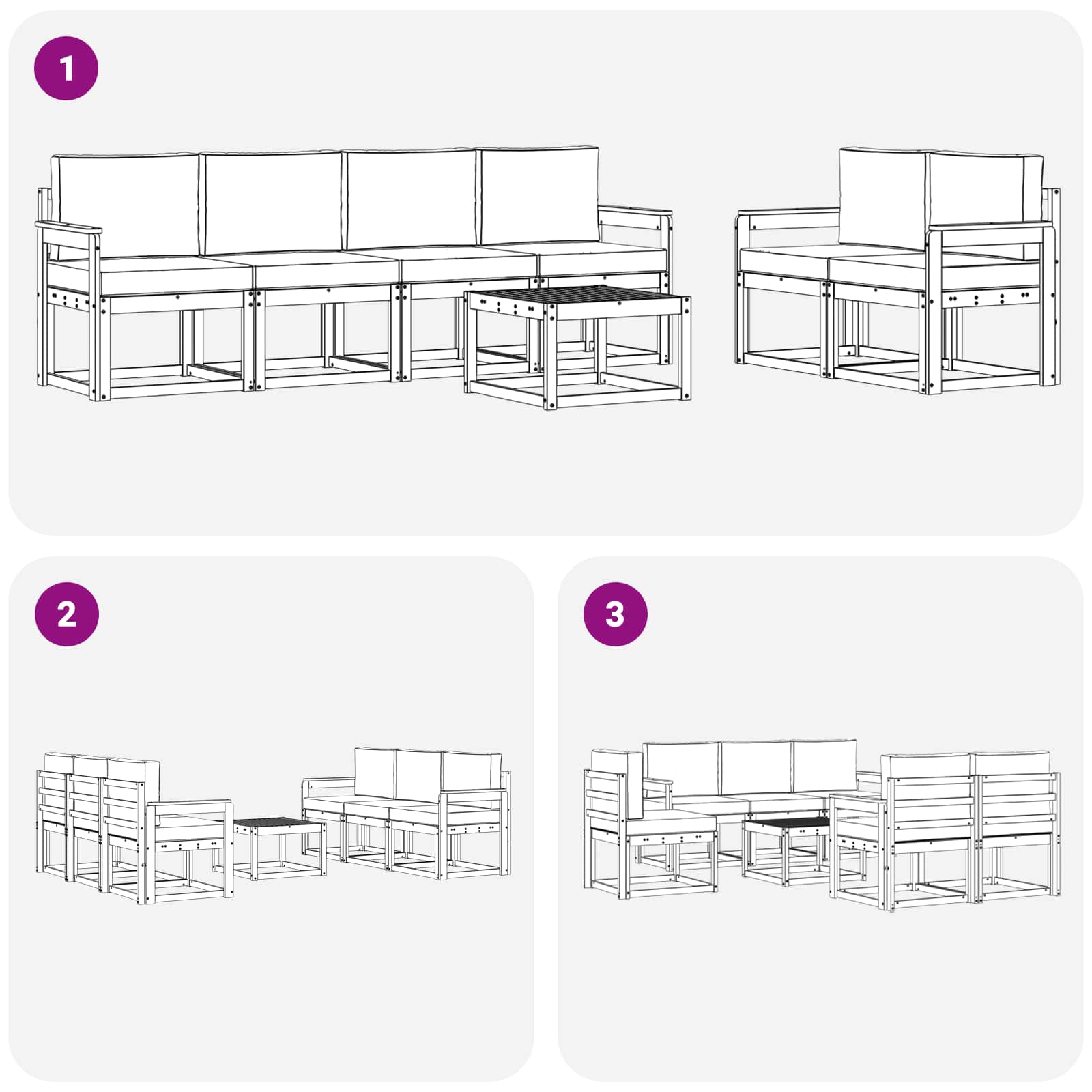 Set vanjskih sofa s jastukom 7 pcs Bijela i krem